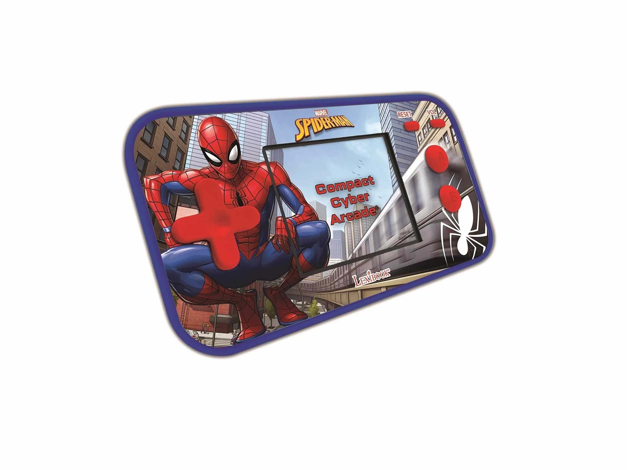 Lexibook, Spider-Man, Cyber Arcade compatto, console portatile, 150 giochi, schermo LCD a colori, funzionamento a batteria, blu/rosso, JL2367SP