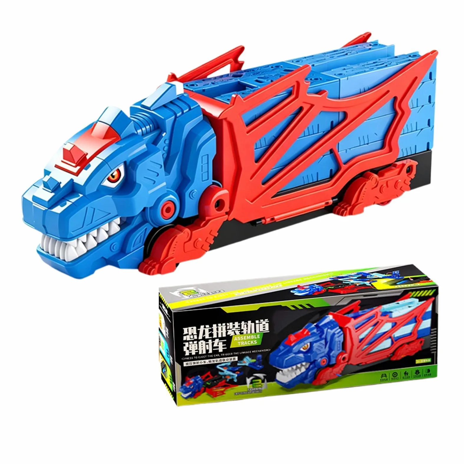 Pista Auto Dinosauri Da Corsa Veicoli Playset Interattivo Flessibile Fai Da | Set Giocattolo Pista Dinosauri Con Veicoli Per Bambini Maschi Asilo all'aperto e al chiuso Giardino Casa Compleanno