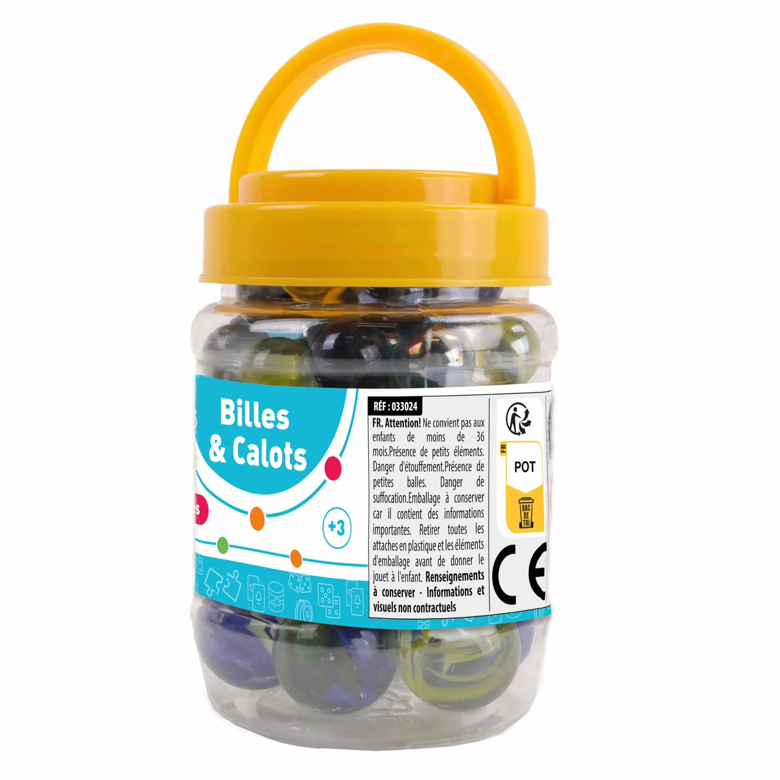 Pots de Billes et Calots Multicolore Verre 1,6 cm Jeu d'Adresse Jouet Enfant