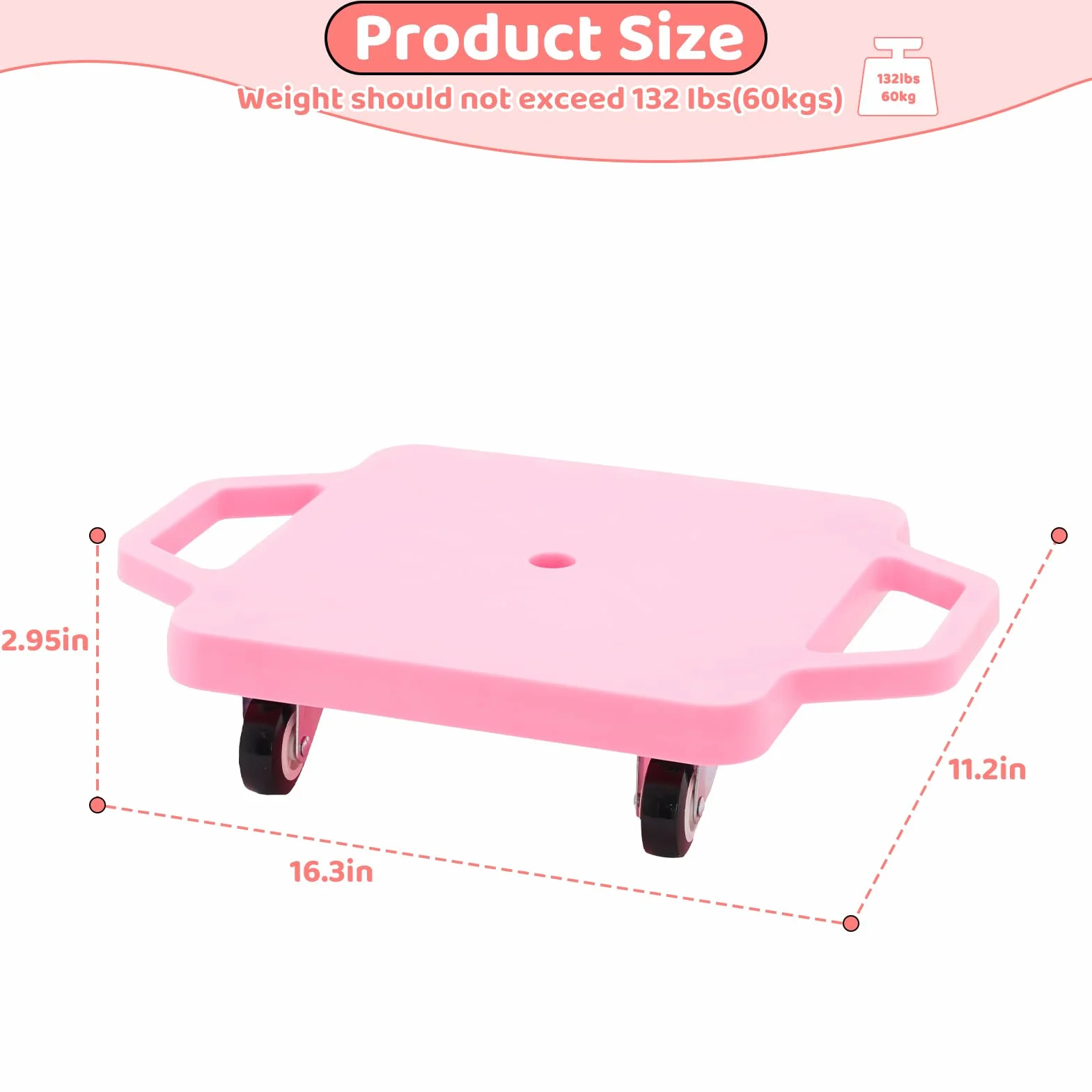 Ark miido Kids Sitting Scooter Board with Handles Swivel Casters Square Plastic Floor Surfer
