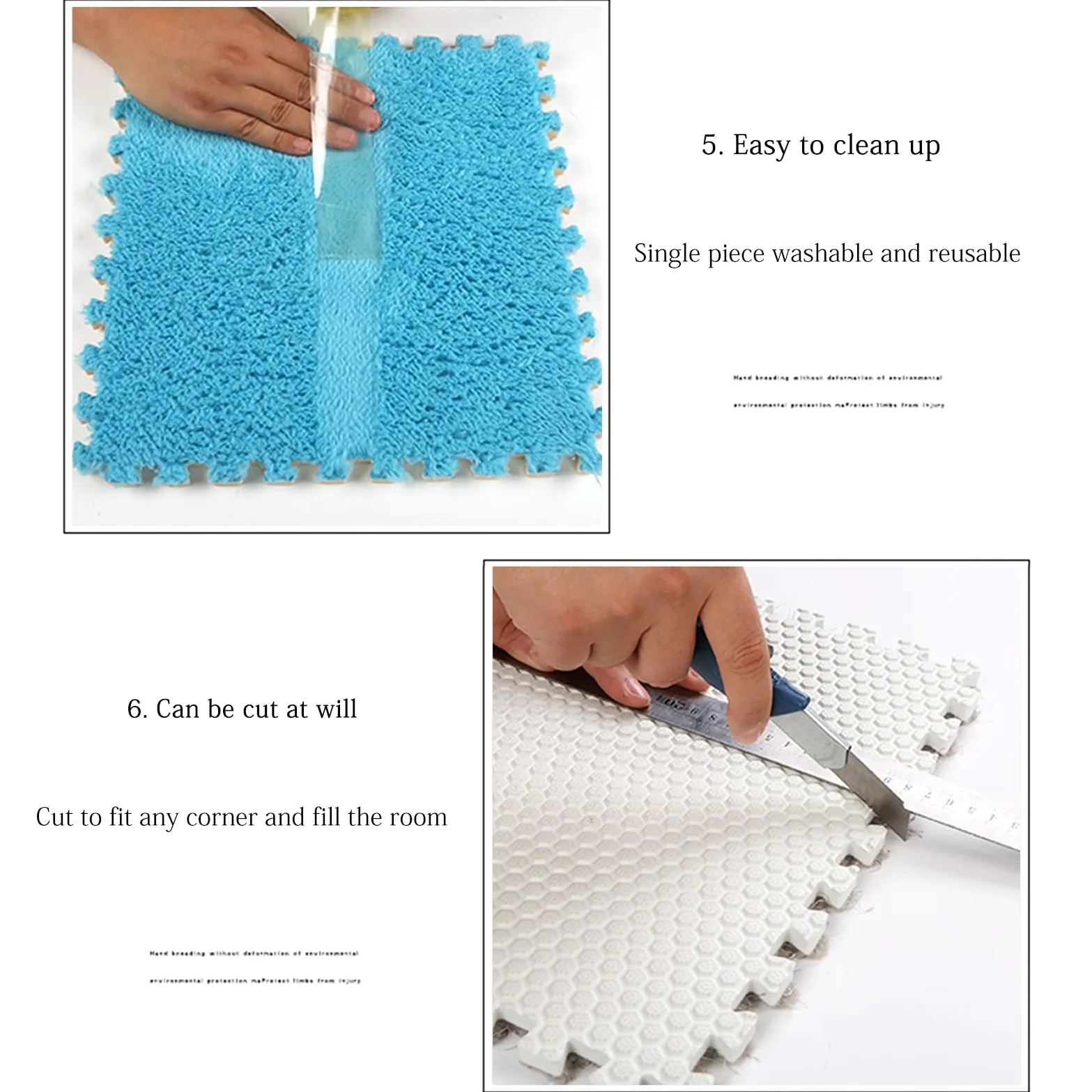 Splice Interlocking Carpet 32 Piastrelle per tappeti ad Incastro, Piastrelle per tappetini in Schiuma di Peluche, Tappetino Puzzle in Schiuma per Soggiorno/Camera da Lett,Gray+Apricot