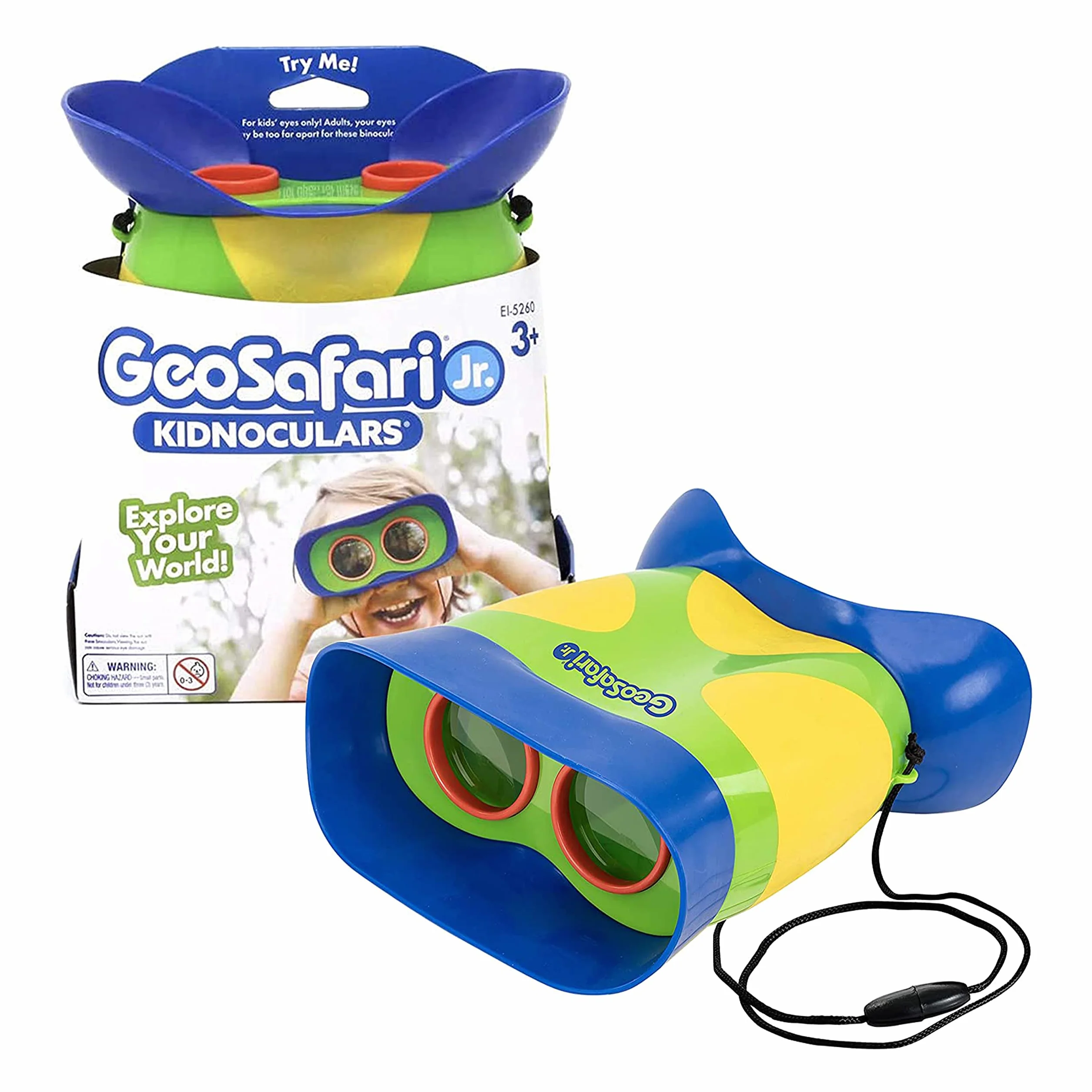 Learning Resources GeoSafari Jr. Kidnoculars – Binocolo Educativo per Bambini 3+, Senza Messa a Fuoco, Gioco da Esterno per Esplorazione e Osservazione della Natura