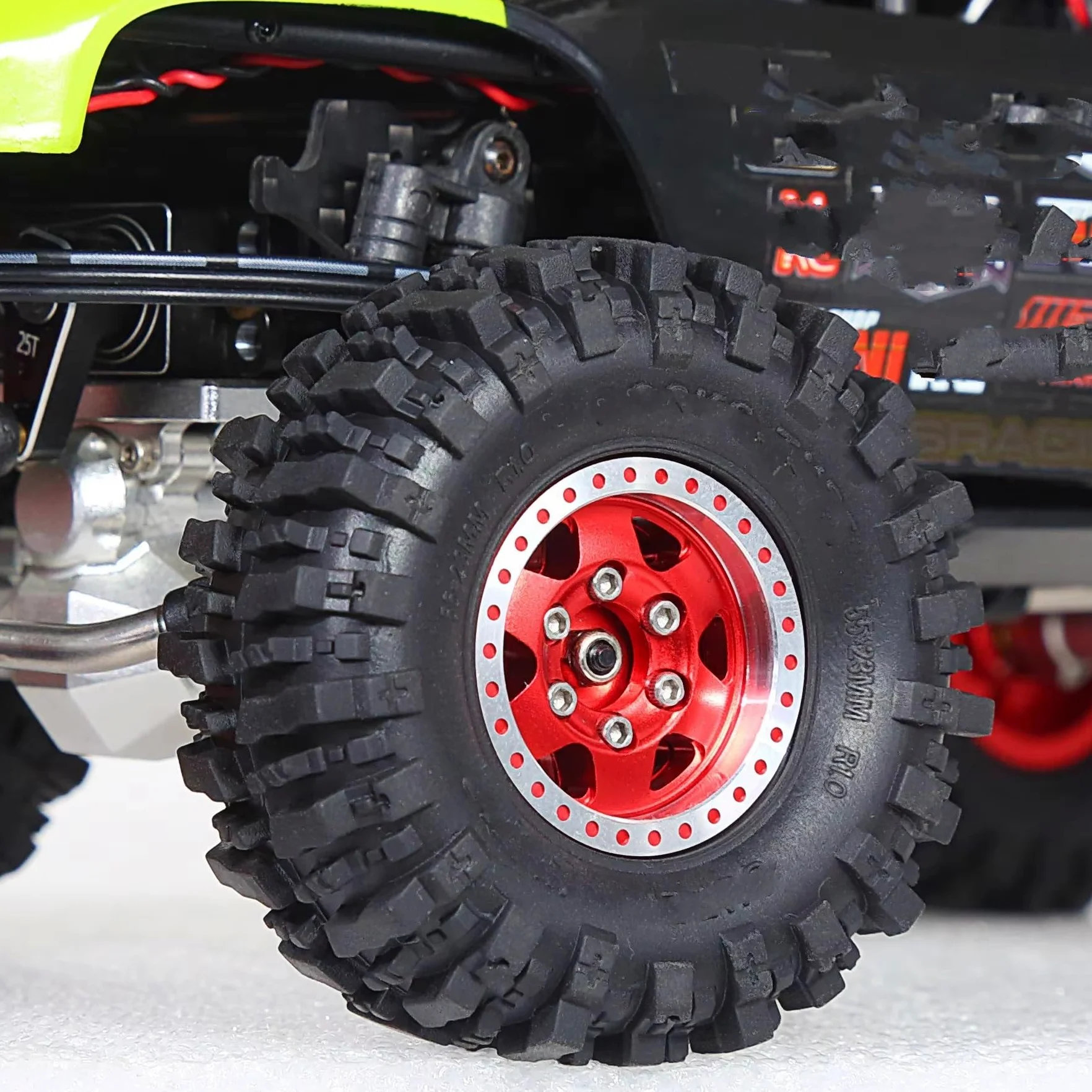 RC Pneumatici Ruote Compatibile Con Traxxas, Per Trx4-m, Per Bronco, Per Defender, Per Axial, Per Scx24, Per Fms, Pneumatici Per Auto Cingolate RC 1/18, Cerchi Beadlock.