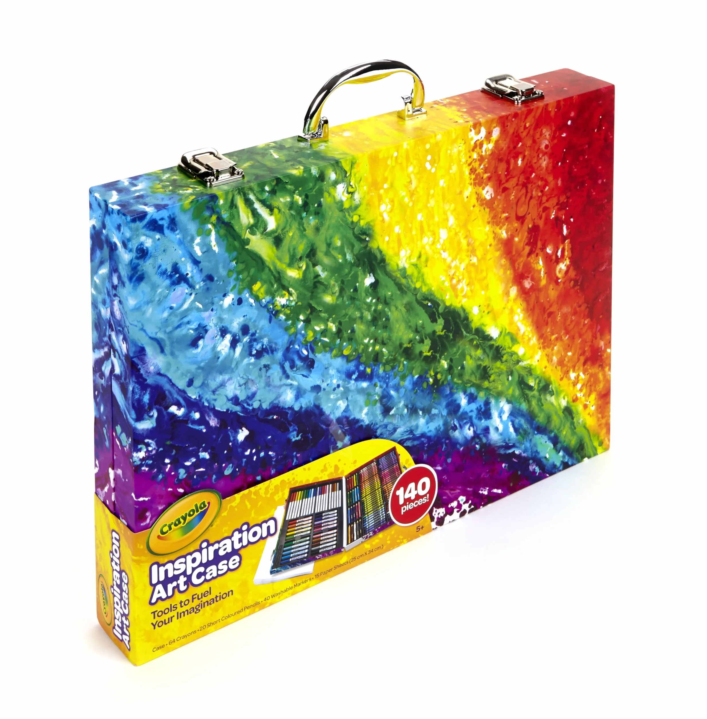 CRAYOLA Valigetta Colori Arcobaleno 140 Pezzi Kit Creativo Pennarelli Matite Colorate Pastelli a cera 5-10 Anni