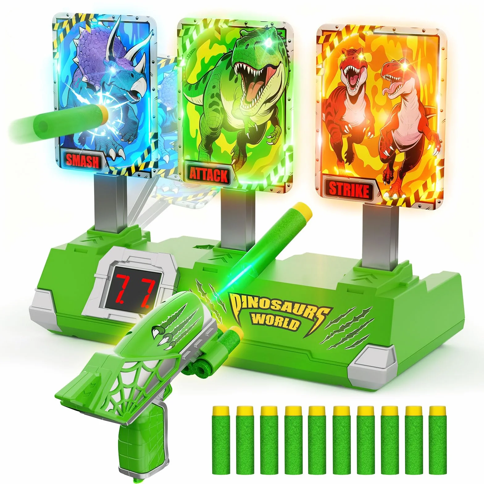 Dinosauri Tiro Bersaglio Elettrico Digitale con Pistola Giocattolo per Bambini 3-12 Anni