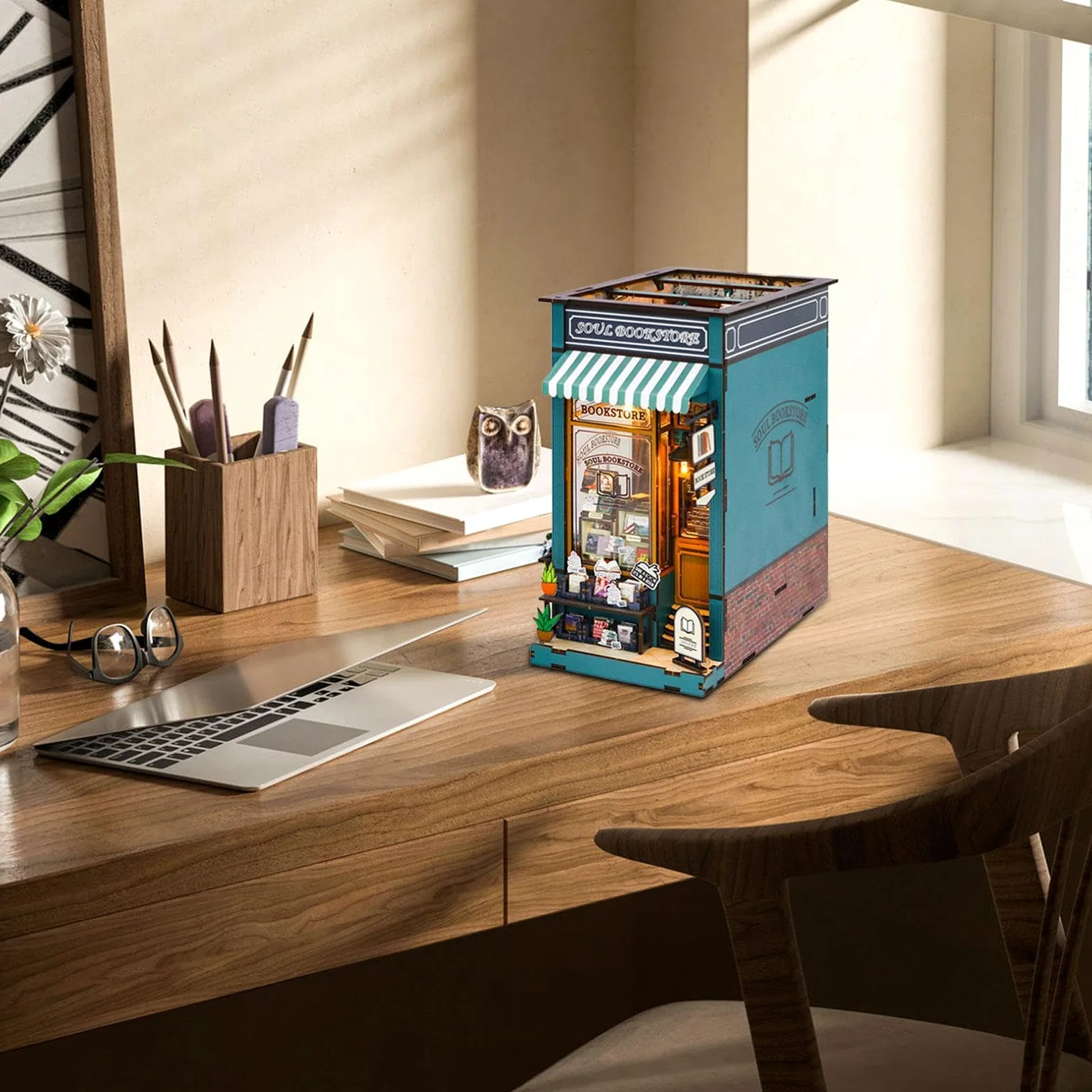 Kit Angolo Lettura Kit Casa In Miniatura | Angolo Illuminato Creativo Per Scrivania Ufficio Casa Studio Giardino Fatato Soggiorno Display Libreria