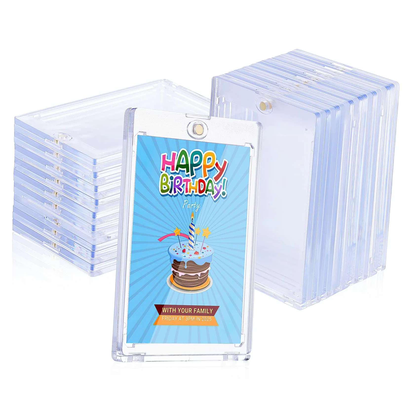 ibasenice Porta Carte Magnetico in Ps, 18 Pezzi, Protezione Rigida per Carte Collezionabili e Figurine, Chiusura Magnetica, Visibilità Chiara