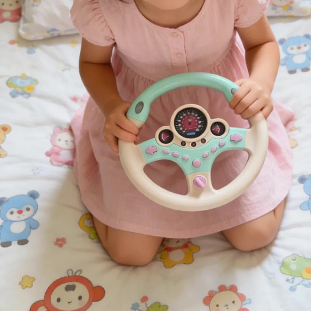 Simulazione Volante Giocattolo Volante per Bambini con Sensori di Movimento Funzione di Guida Simulata E Musica Adatto per Gioco di Ruolo Regalo, Rosa