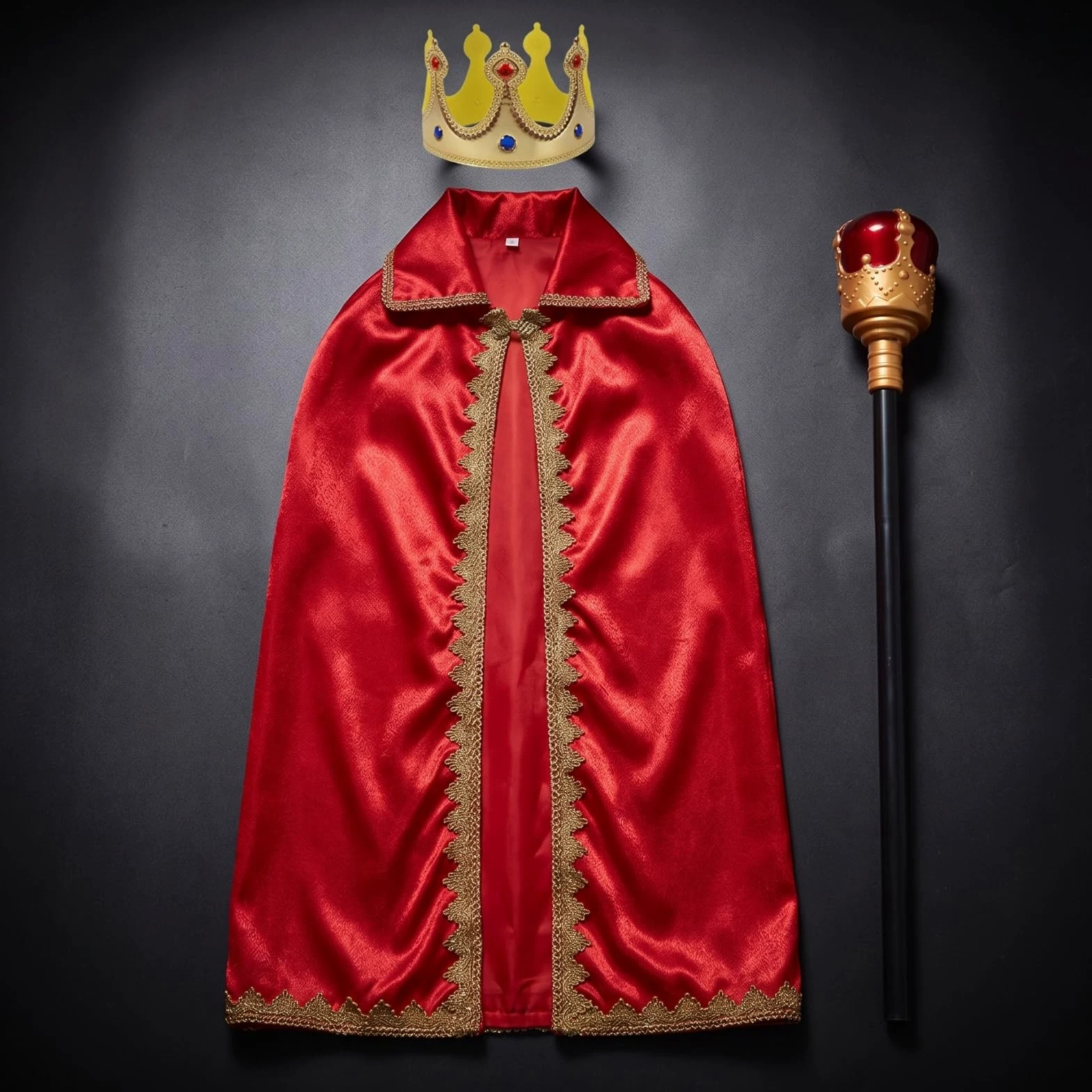 Mantello per Bambini Mantello di Regalità Costume Tunica Corona Dorato E Fodera Chiara Lavorazione in Poliestere Adatto per Rappresentazioni Cerimonie Scolastiche Feste, 110CM, style to 4