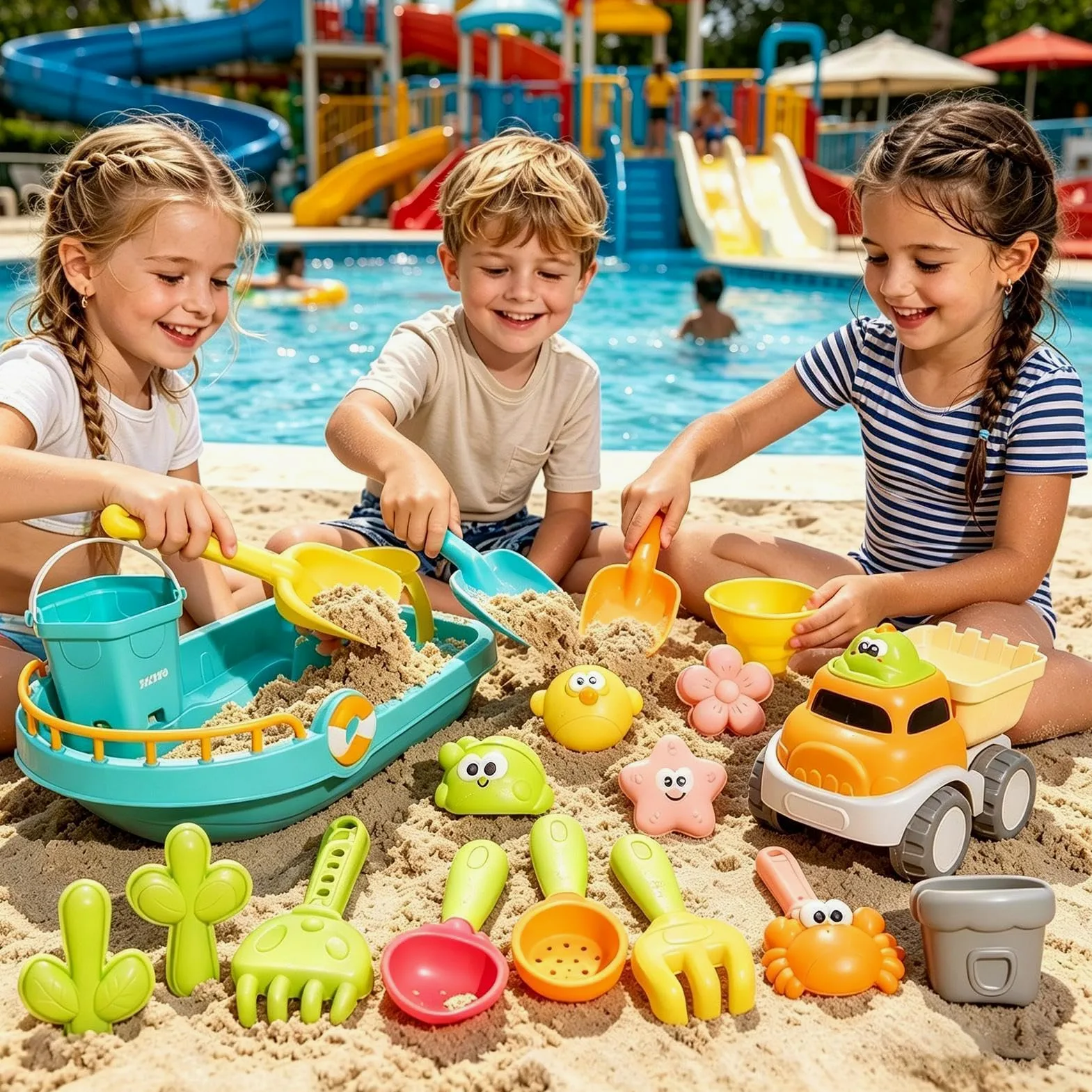 Giocattoli da Spiaggia ai Bambini Divertenti Giochi di Scavo in 25 Pezzi | Giochi da Spiaggia Per Famiglia, All'aperto, Esterno, Piscina, Acqua, Nuoto, Immersioni, Vacanze Estive