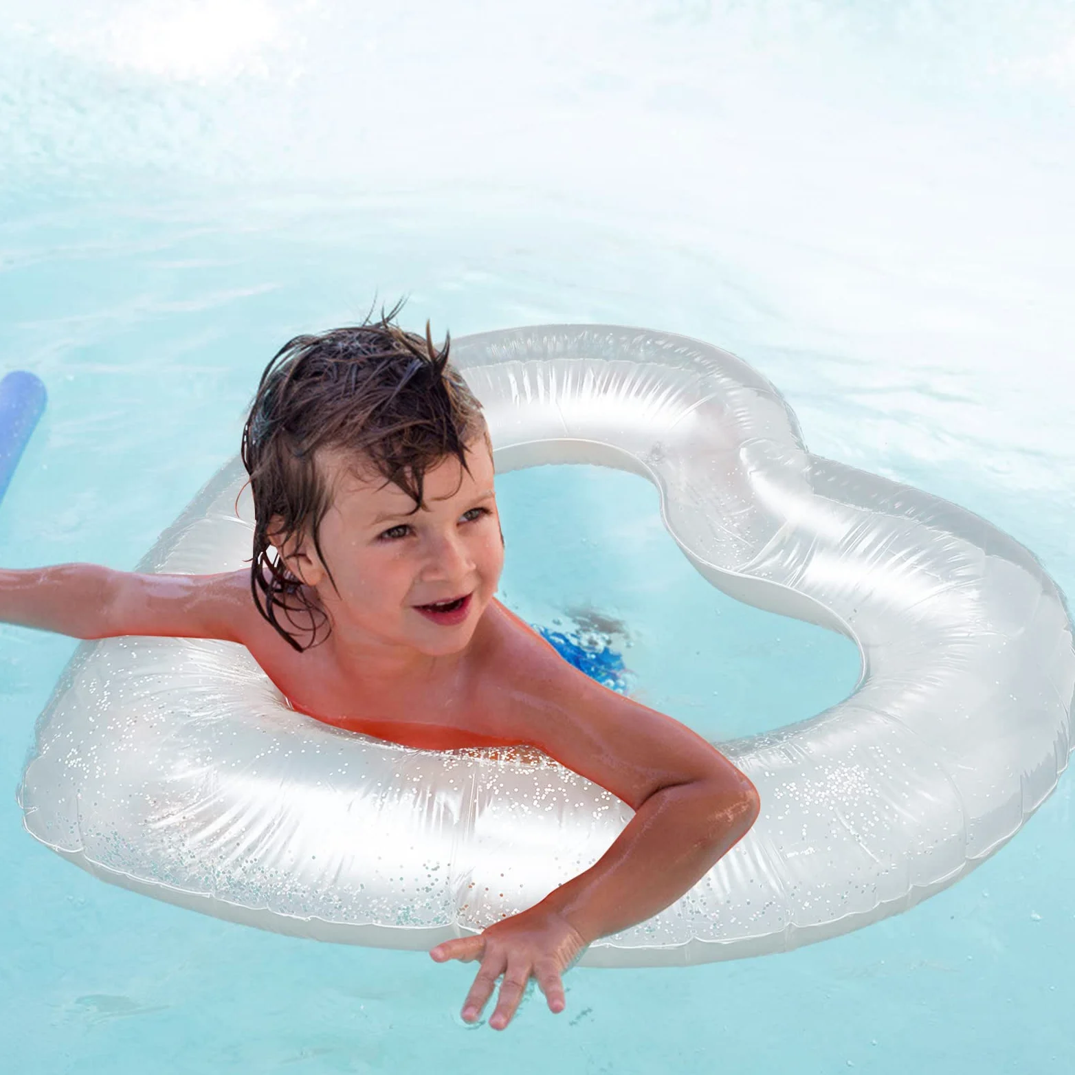 Abaodam salvagente a forma di cuore toys for giocattolo pool party piscine per piscina zattera anello galleggiante a forma di cuore anello galleggiante da spiaggia pvc bianca