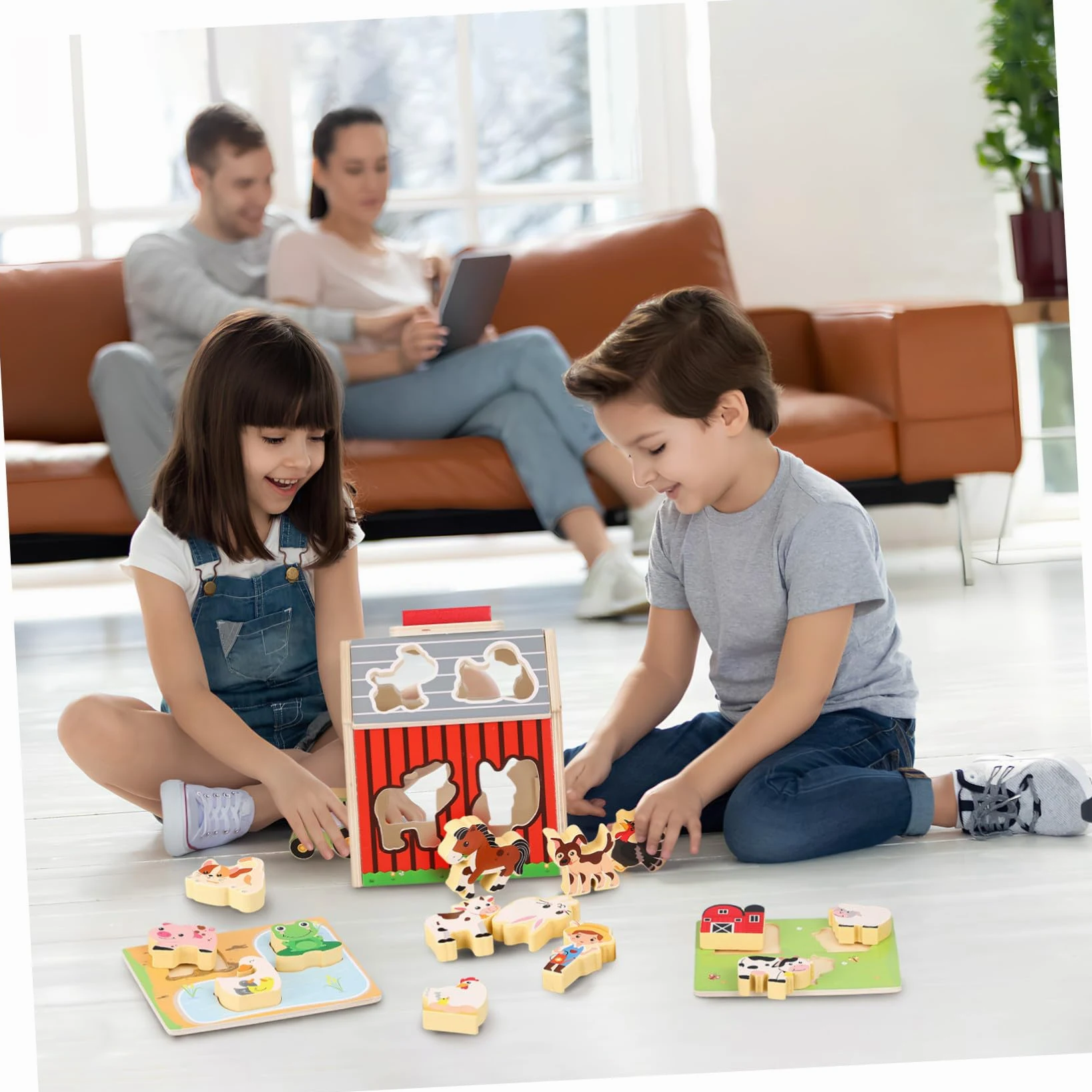 Abaodam Giocattolo Fattoria in Legno Montessori per Bambini | Anima Attivita Prescolari, Supporto Cognitivo e Coordinazione Occhio Mano, per Giochi All'aperto