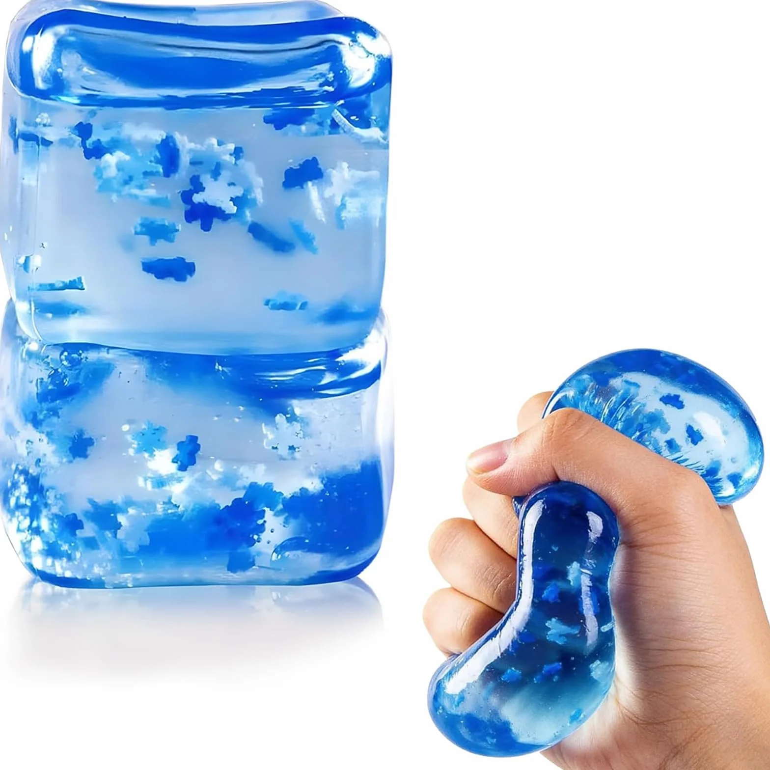 ZVD Forme Antistress a Cubo di Ghiaccio e Fiocco di Neve, Cubi Spremibili Sensoriali per Bambini e Adulti, Antistress Adulti Morbido, Perfetti per Alleviare Stress Ansia e Tensione (2PCS)
