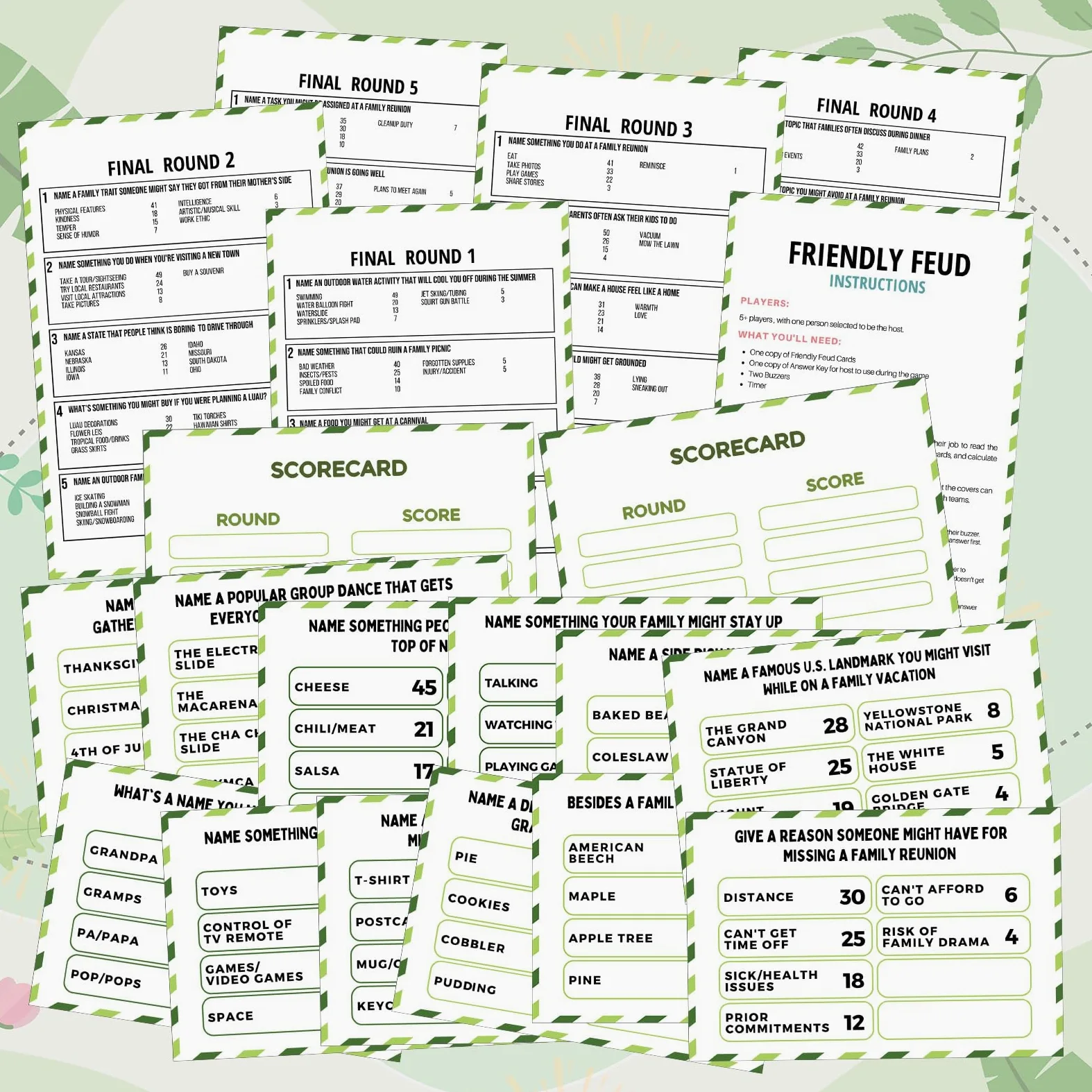Gioco di feud amichevole per riunioni di famiglia, con 2 cicalini di risposta, carte feud per gioco notturno divertente quiz per gruppi di feste team building (colorato, famiglia)