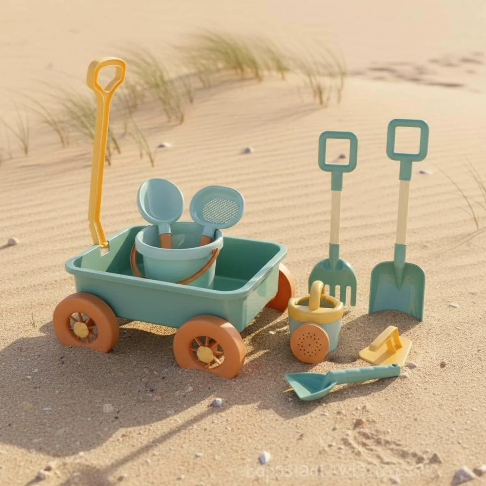 Carrello da Spiaggia per Bambini con Maniglia Trolley Giocattolo attività Sabbia Funzione Portatile Adatto a Parco Giardino Spiaggia, Rosa Ciliegia