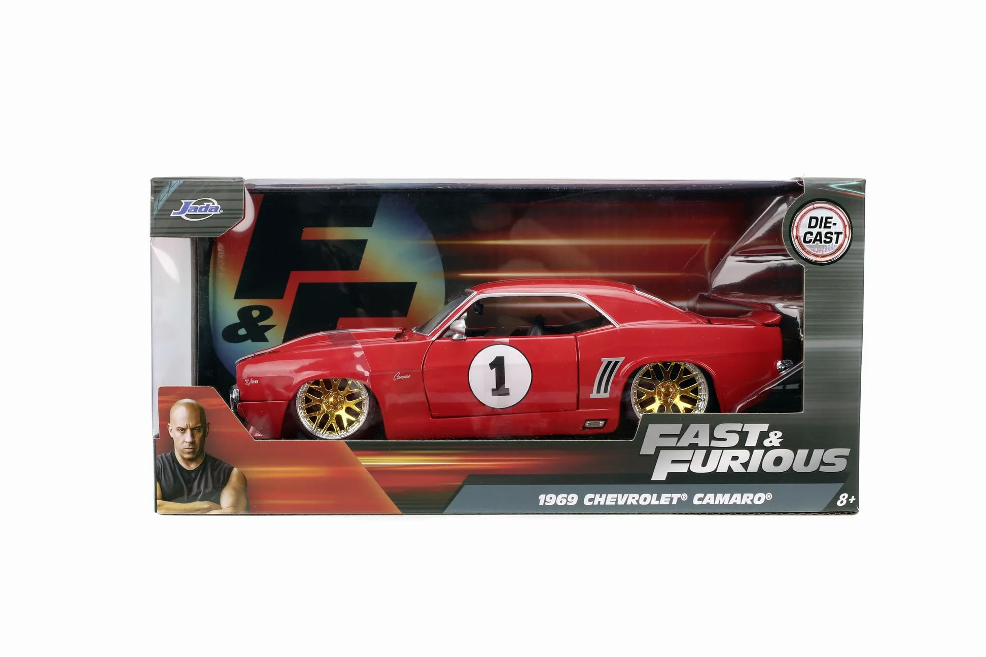Fast & Furious JADA Toys 1967 Chevrolet Camaro modellino auto pressofuso, giocattolo per bambini e adulti, veicolo da collezione e da gioco, nero