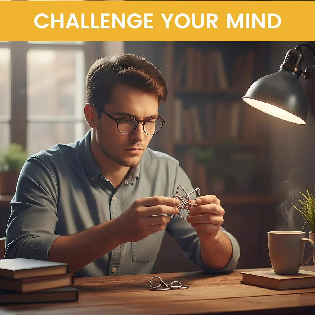 Puzzle da Anelli in Metallo 32 Pezzi, Rompicapo IQ per Adulti e Bambini, Giochi di Abilità
