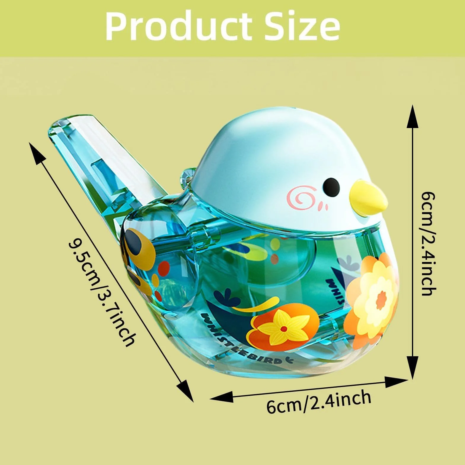 Fischietto portatile per uccelli, giocattolo sensoriale acqua, gadget per bambini con pannello resistente, accessorio scolastico con texture raffinata, 9,4 x 6,1 x 6,1 cm, strumento compatto per la