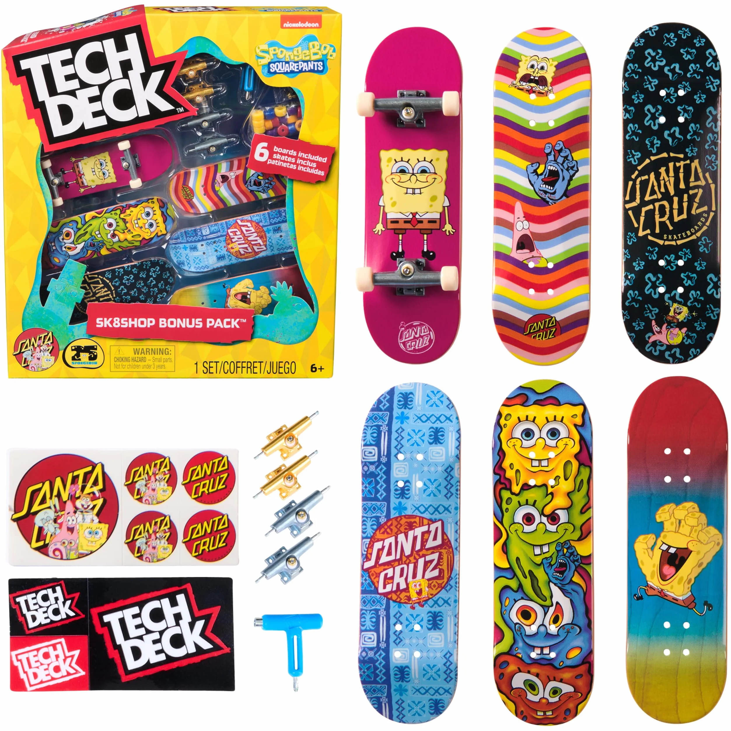 TECH DECK, Spongebob Sk8shop - Mini skateboard da collezione e personalizzabili, giocattoli per bambini dai 6 anni in su