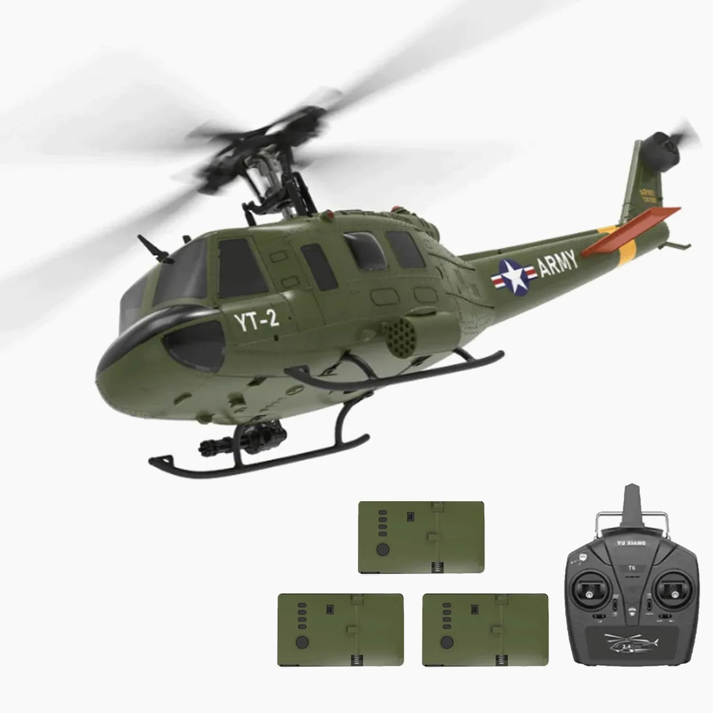 NULA YUXIANG F07 UH-1D RC elicottero 1/34, 6H 2,4G 6 assi giroscopio 3D/6G senza spazzole, Posizione del flusso ottico - 3 batterie