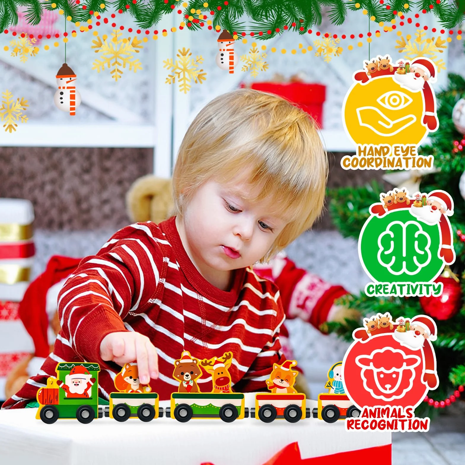 Calendario dell'Avvento 2025, Commodum Calendario dell'avvento con 24 Trenino Legno Bambini, Trenino Legno Giocattolo per Bambini, Regalo Giocattoli Bambina, Regali di Natale Originali per Bambina