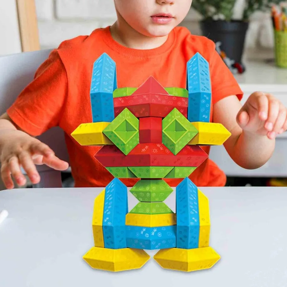 Gioco di Impilamento Piramidale, Rompicapo, attività di Apprendimento STEM, Giocattoli Educativi per Bambini in età Prescolare, 60 Pezzi