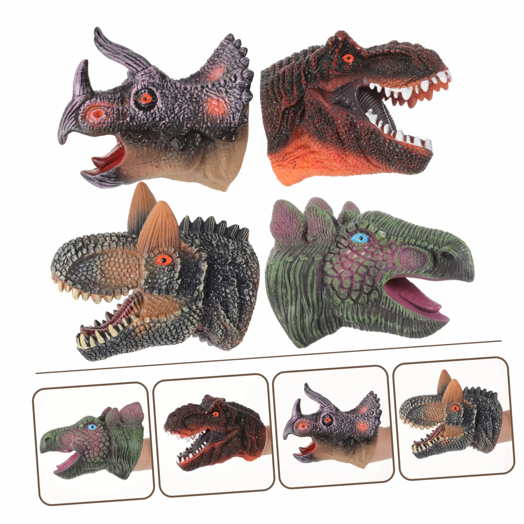 HANABASS 4 pezzi Marionetta Mano Testa di Dinosauro Figura Giocattolo Burattino Mano per Ragazzo Ragazza
