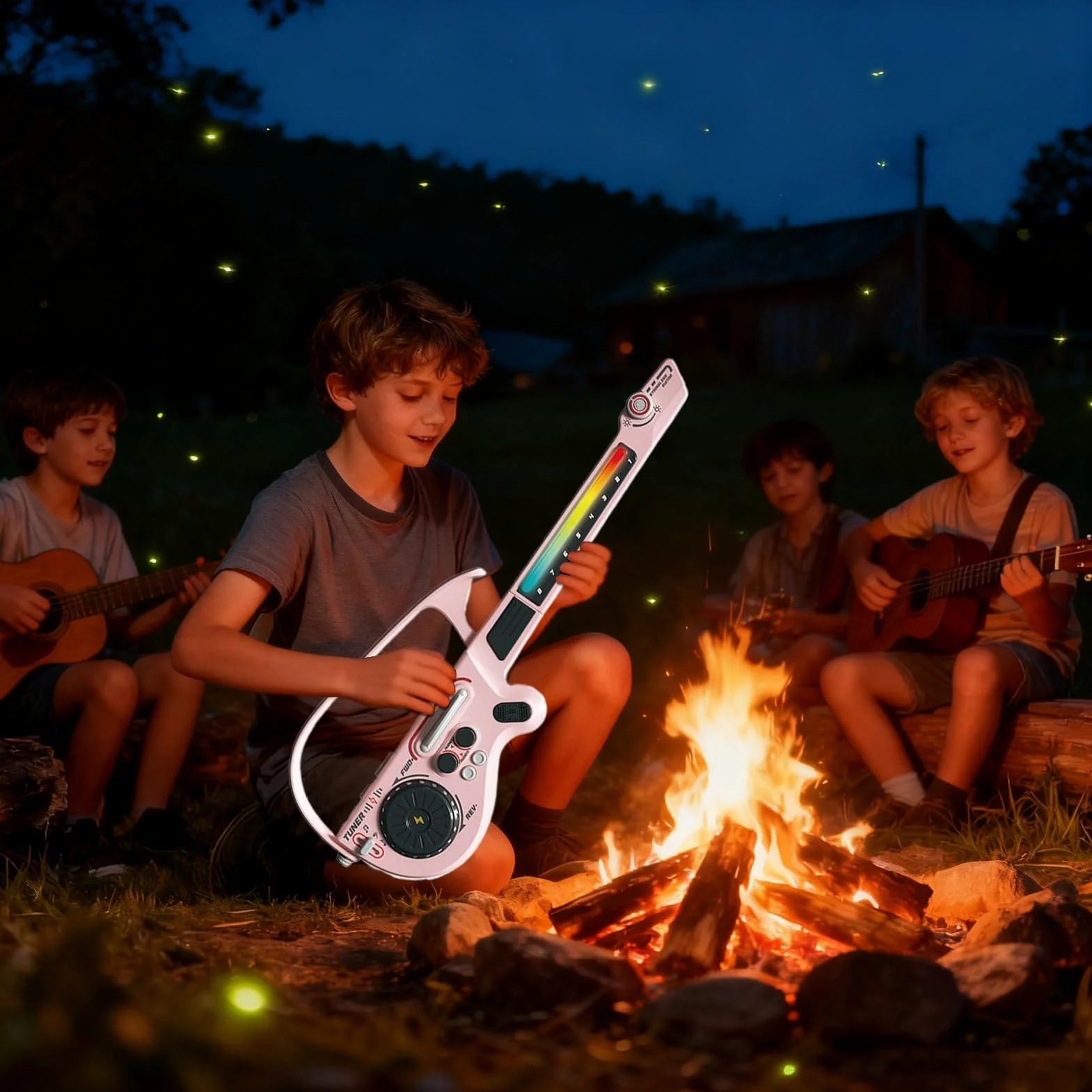 Chitarra per Bambini Giocattolo Educativo Senza Corde e Wireless | Set Chitarra Basso Musicale Regalo per Ragazzi Ragazze Adolescenti Viaggio Casa Scuola Natale Compleanno