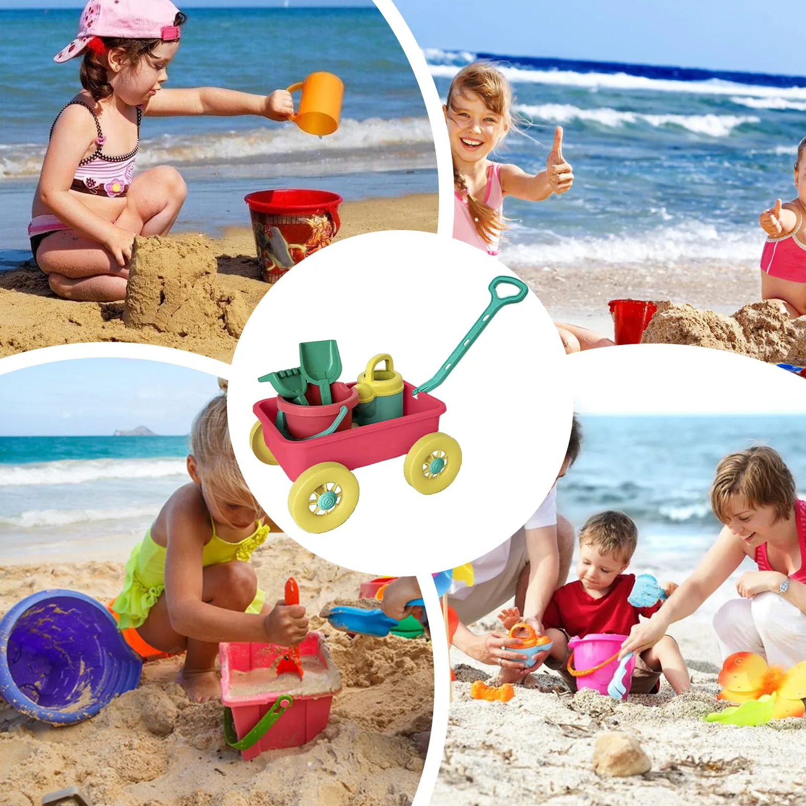 Beach Toys, Kit di costruzione di sabbia 8 pezzi giocattoli di sabbia per | Playset esterno interattivo per spiaggia di mare al di fuori del campeggio