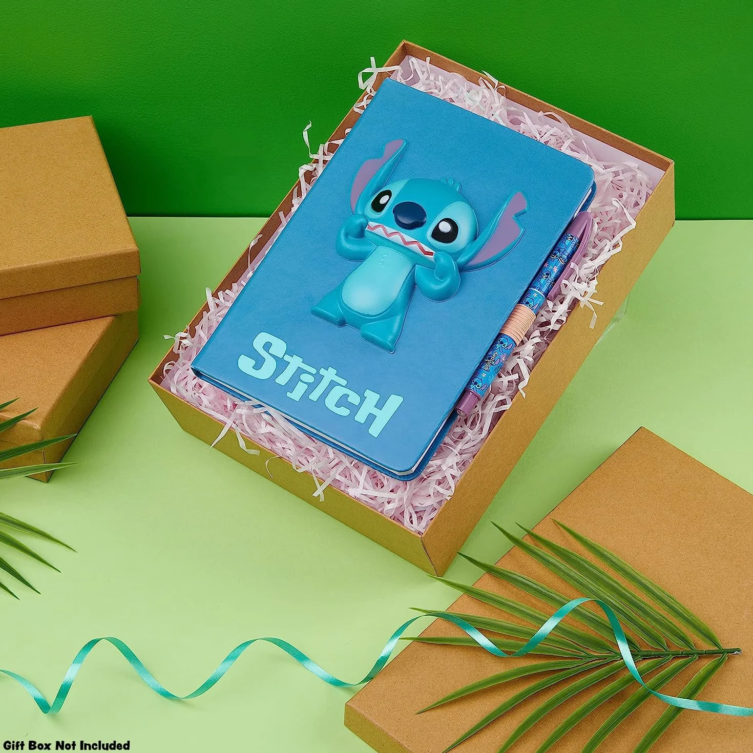 Disney Stitch Taccuino A5 e Penna Biro o Diario Lucchetto e Penna a Sfera Set Cancelleria Ufficio Scuola Regali Bambina (Blu 3D)