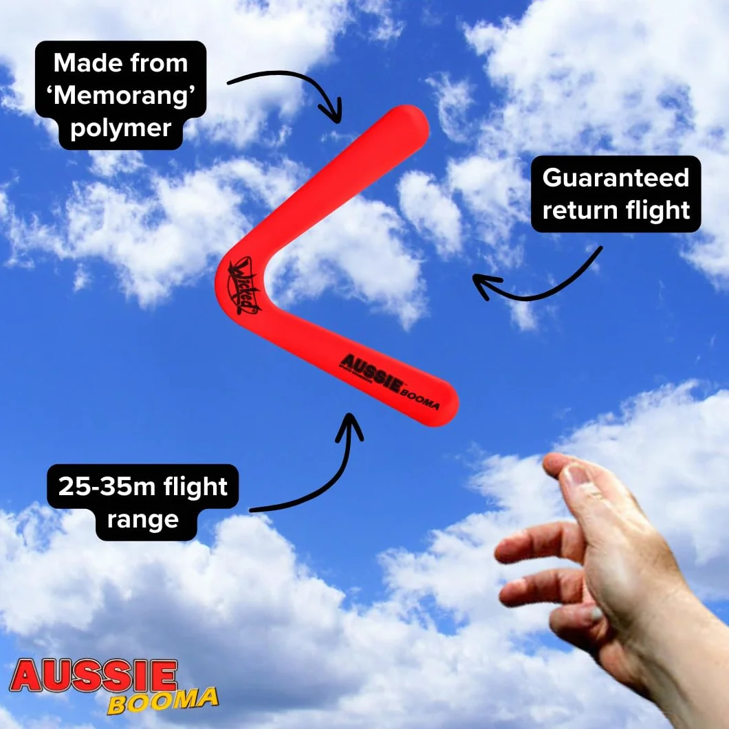 Wicked Booma australiano | Boomerang classico in stile australiano (rosso)
