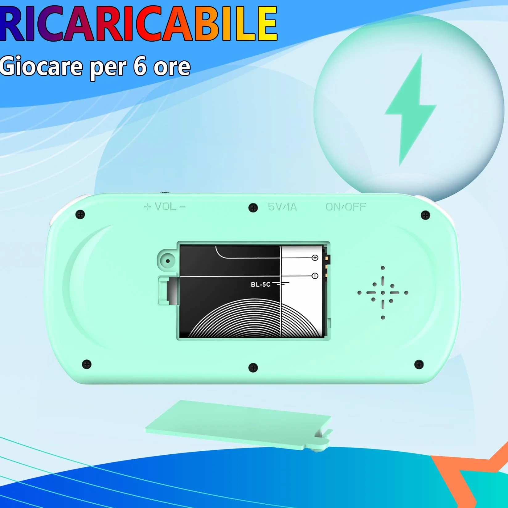 Console Portatile Gaming per Bambini con 218 Videogiochi Retrò Precaricati, Mini Retro Console con Batteria Ricaricabile e Schermo LCD da 3,0”, Regalo Elettronici per Bambini e Bambine, Ciano