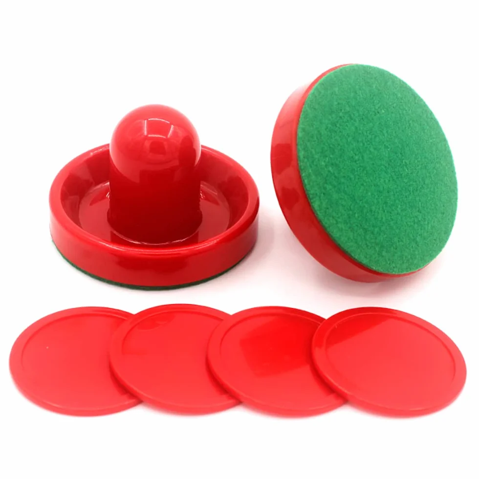 Set da Hockey da Tavolo 4 x 96 mm 4 cursori per Air Hockey con 4 Flanella 8 Dischi - Rosso
