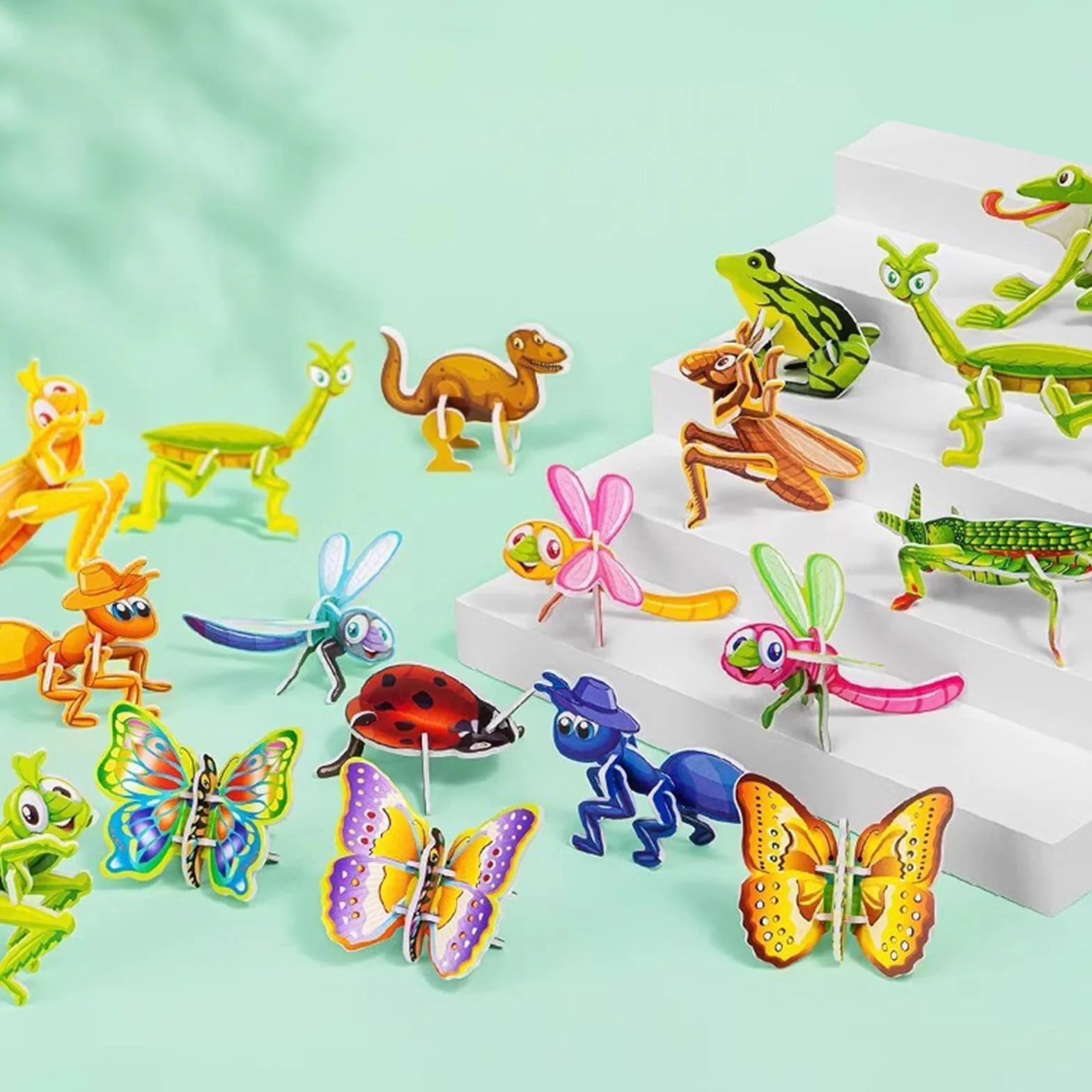 dellyy Puzzle 3D per Bambini, Puzzle con Animali da 30 Pezzi per Bambini, Puzzle di Cartoni Animati, Puzzle Educativo di Cartoni Animati 3D, Mini Puzzle (Insetti)