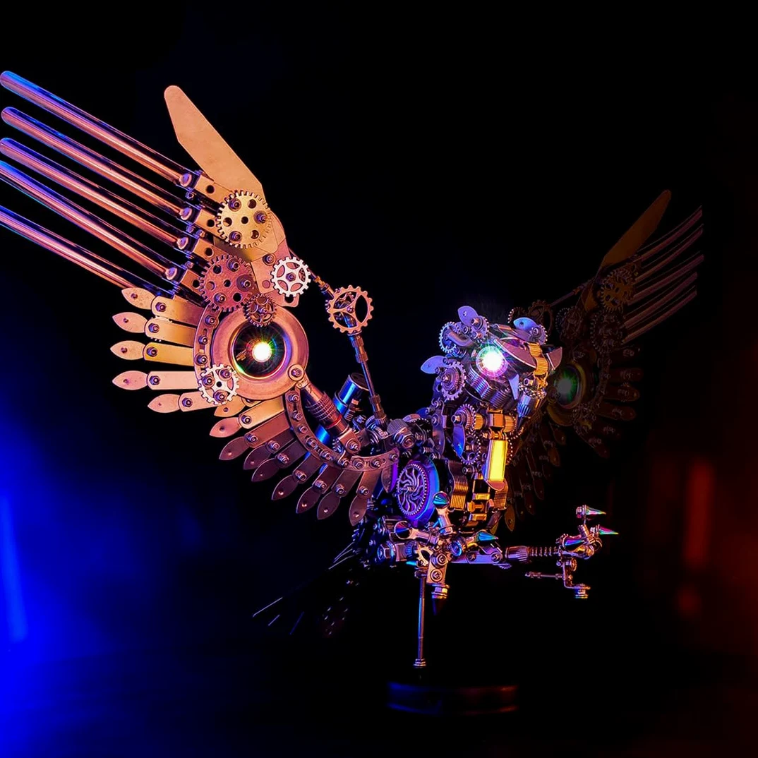 Kisss Puzzle in metallo 3D per adulti, 1800 + pezzi Steampunk Eagle Metal Modello, puzzle 3D fai da te, decorazione creativa, set regalo creativo per bambini e adulti