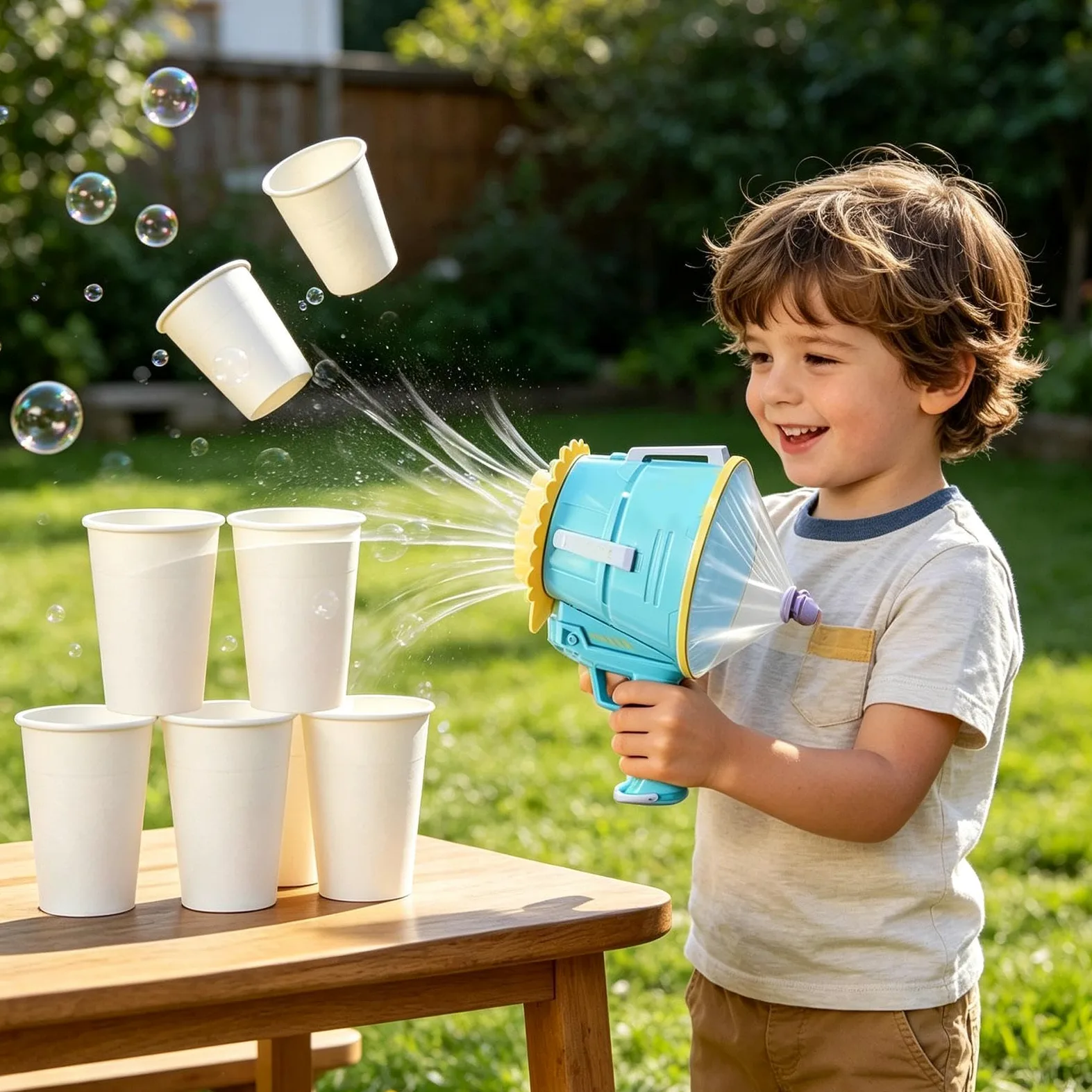 Macchina Bolle Giocattolo da Giardino Portatile | Macchina Per Bolle Da Esterno Per Ragazzi, Compleanno, Feste E Vacanze, Cortile, Giardino, , Spiaggia, Estivi, Giochi E