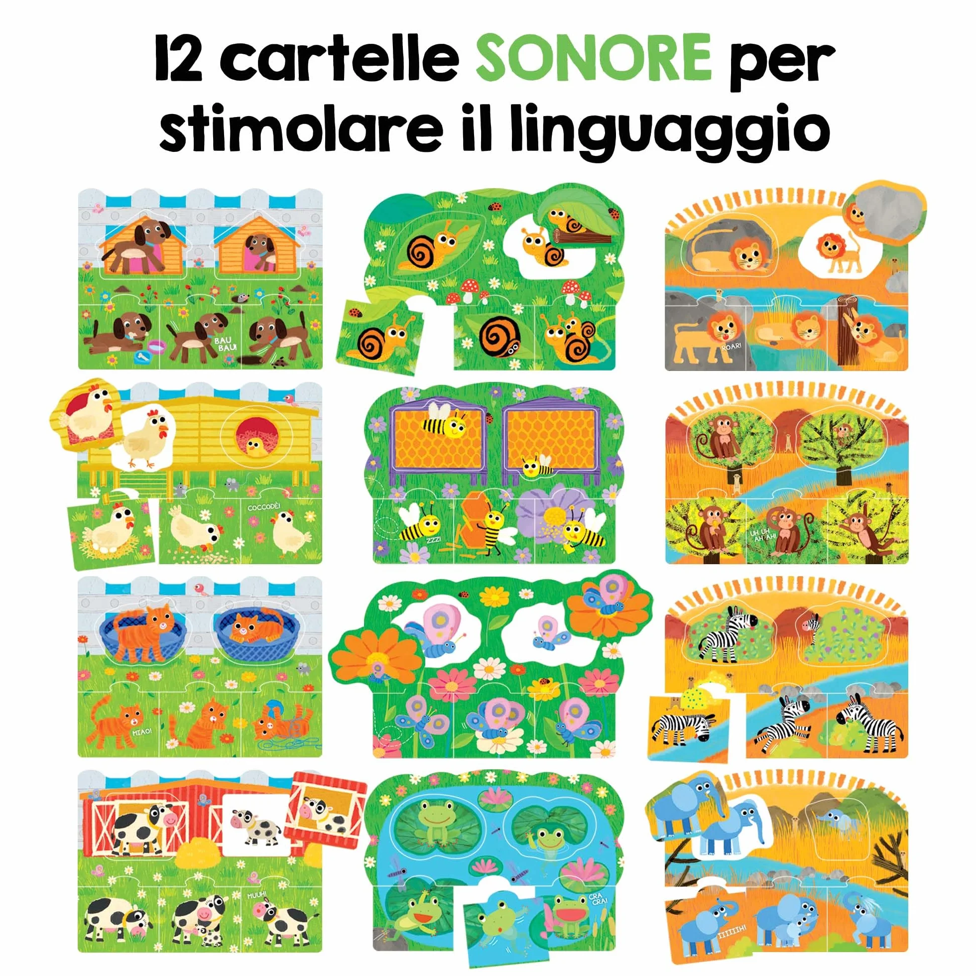 HEADU Chi Cosa Dove Giochiamo a Parlare Con Gli Animali Giochi Educativi 2-5 Anni Sviluppo Linguaggio Bambini Gioco Didattico