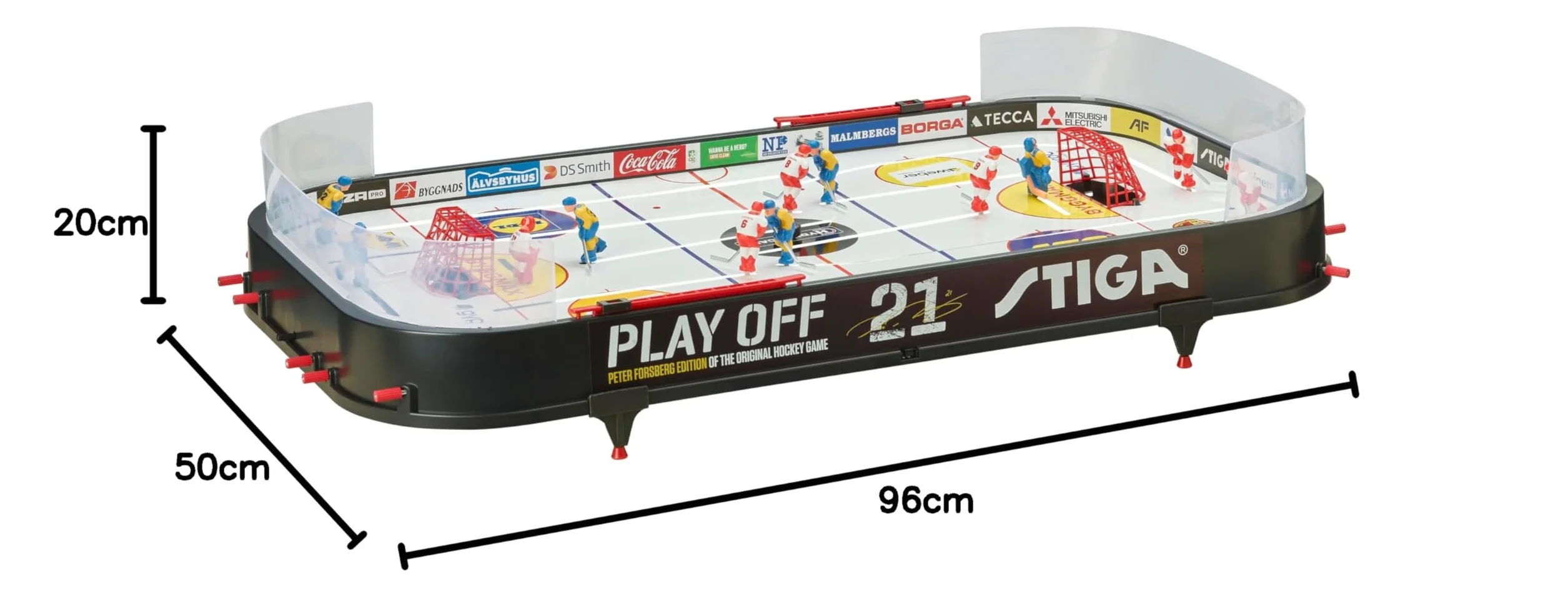STIGA Play Off 21 Hockey Gioco da Tavolo - Versione Aggiornata, Facile da Assemblare, Dimensioni 96x50 cm, per 2 Giocatori, 2 Dischi Inclusi, Segnapunti Integrato – Idea Regalo per Tutta la Famiglia