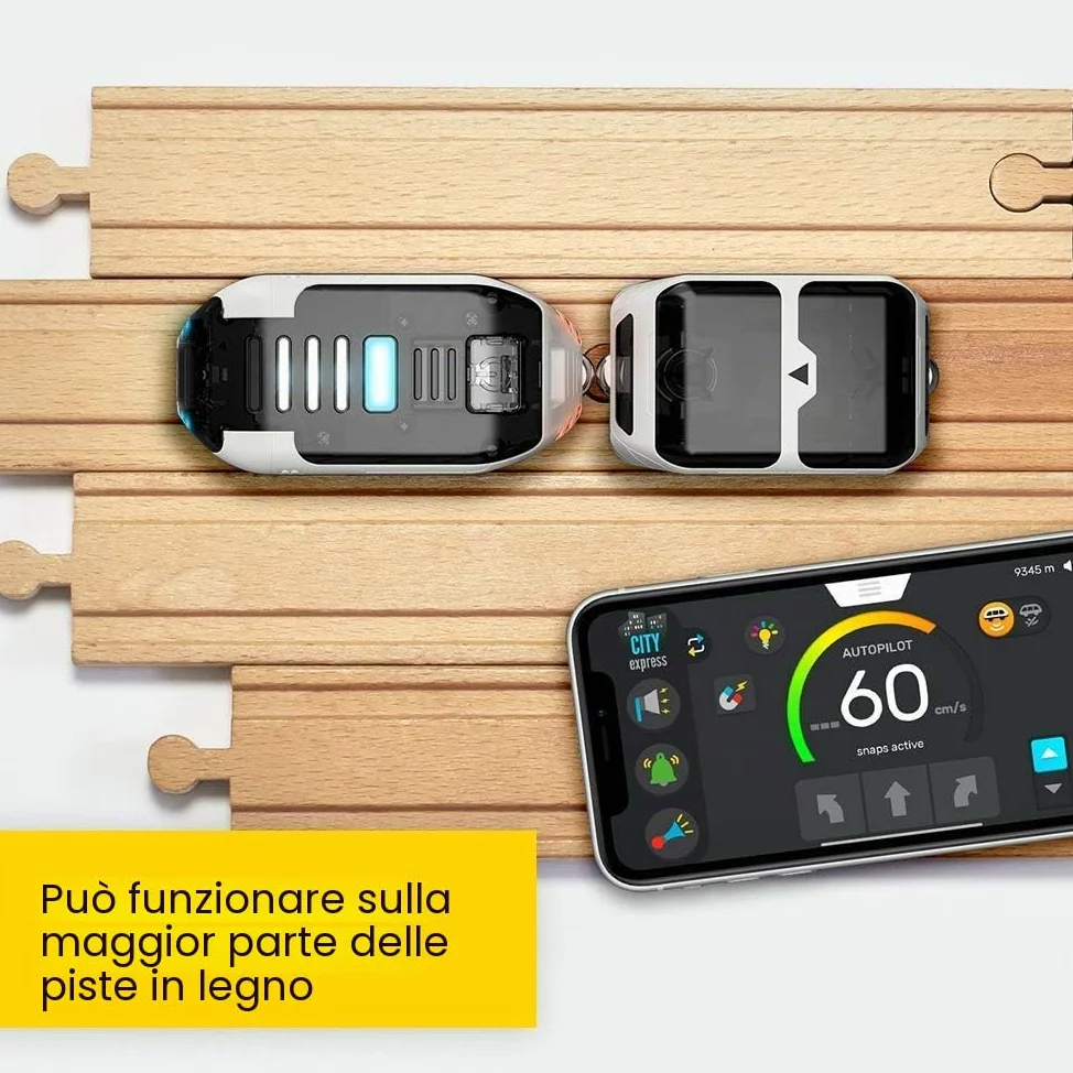 J-1 Smart Train Set di Avviamento - Trenino Giocattolo Robot che Insegna la Codifica Attraverso il Gioco - Set di Treno in Legno Compatibile