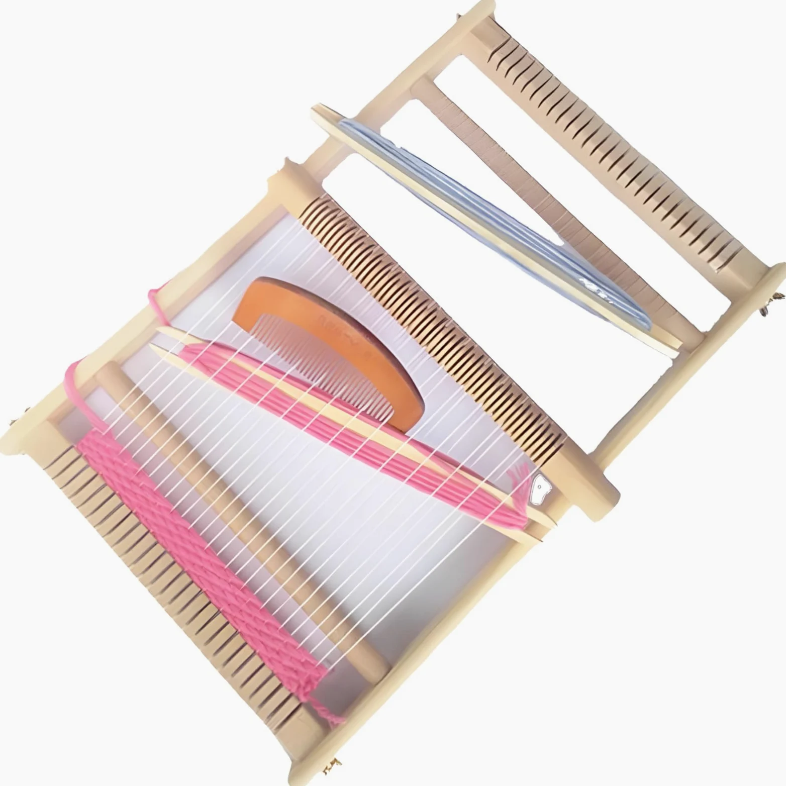 PONDON Telaio per tessitura in legno per bambini, telaio regolabile, include pettine per filo ad ago, design multi-artigianato, telaio grande
