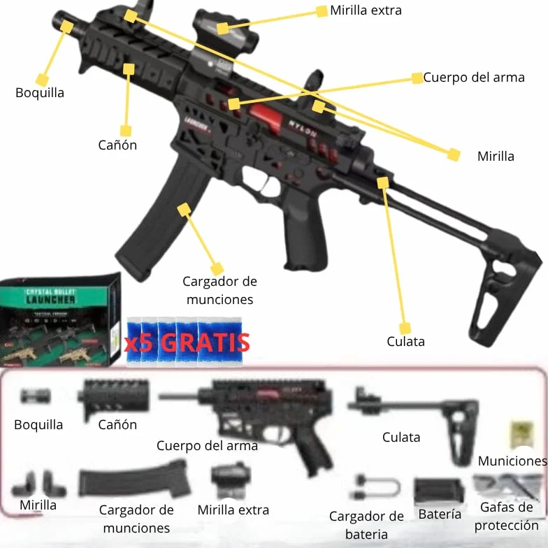 Gel Blaster MPX, pistola a gel elettrica con caricatore automatico, 60.000 pallini, effetto realistico della camera laterale, gioco tattico, spari e mira per giocare con gli amici