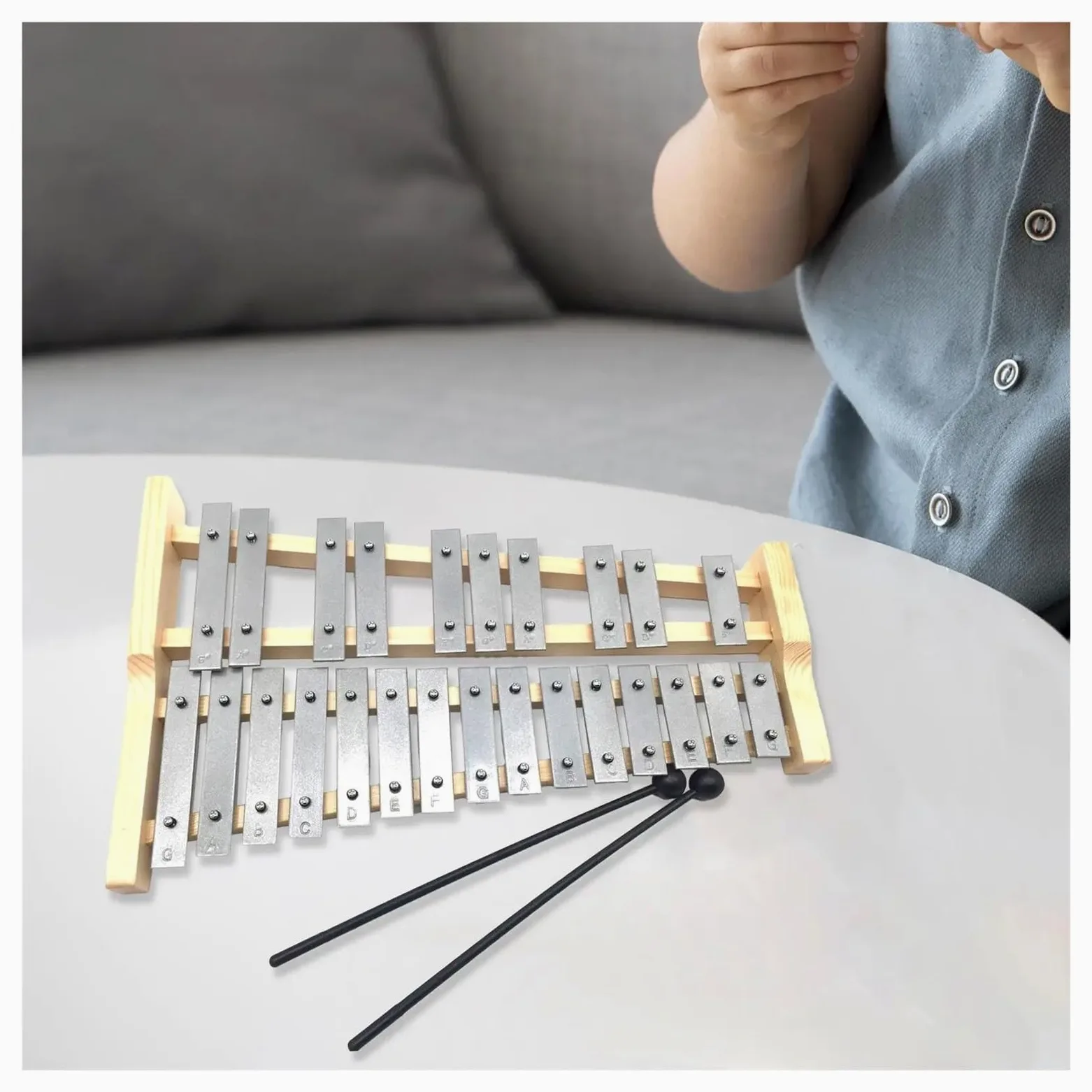 25 Key Glockenspiel Professional Compact Xylophone | Strumento musicale portatile con struttura in legno
