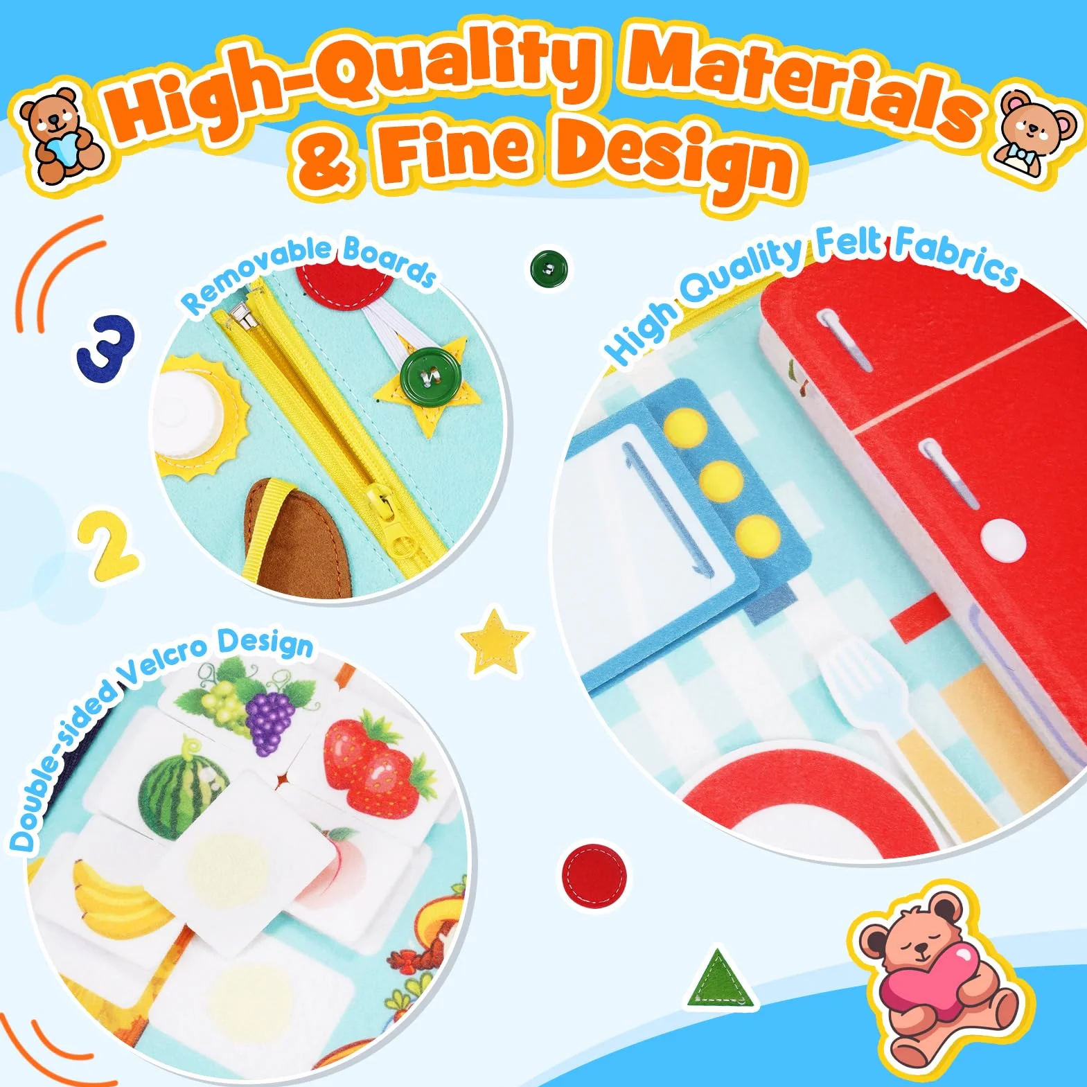 HappyKidsClub Busy Board, Giochi Montessori 1 2 3 4 Anni Regalo Bambino 1-4 Anni Giochi Bambini 1 2 3 4 Anni Pannello Sensoriale Bambini Montessori 1 2 3 Anni Busy Book