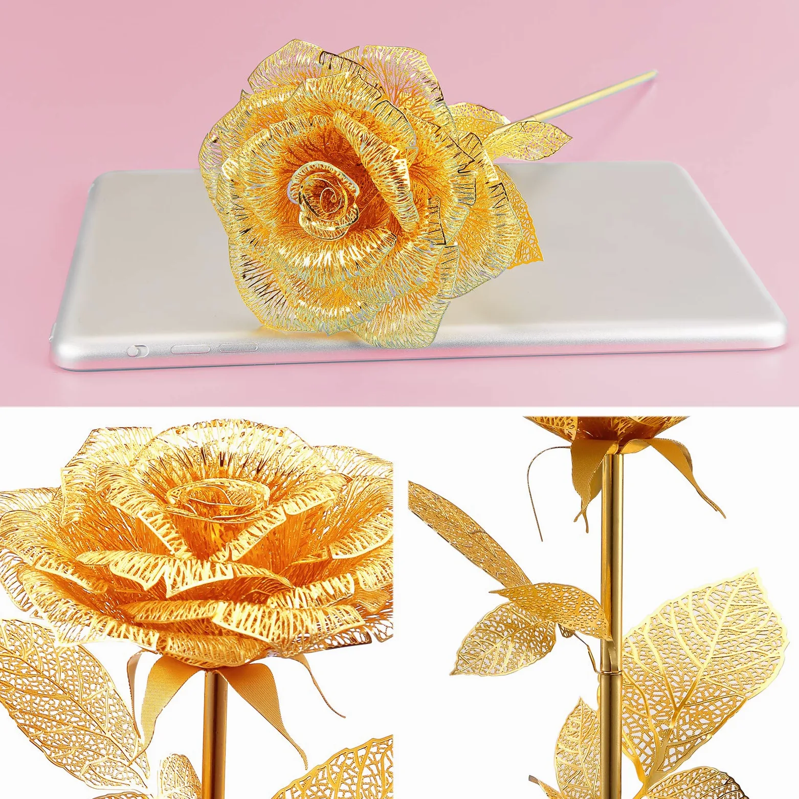 Piececool 3D Metal Puzzle Puzzle 3D Artigianato 3D Modelli di Metallo 3D Puzzle regalo di Natale Puzzle 3D per adulti Oro rosa