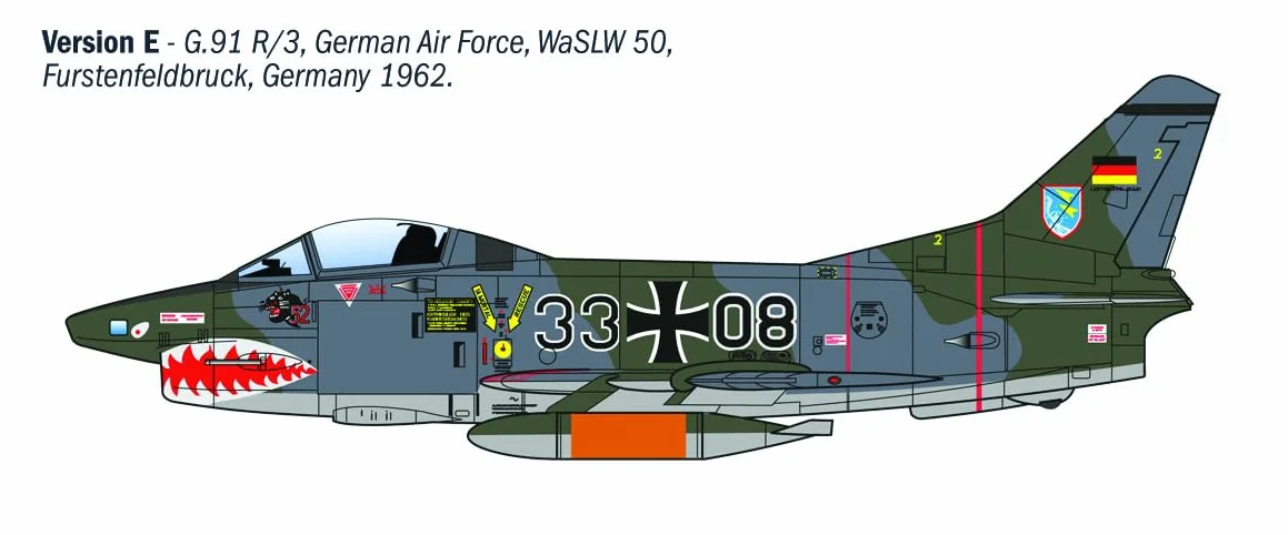 Italeri 92645 FIAT G.91 R, scala 1:48, Plastic Model Kit/Modello in plastica da montare