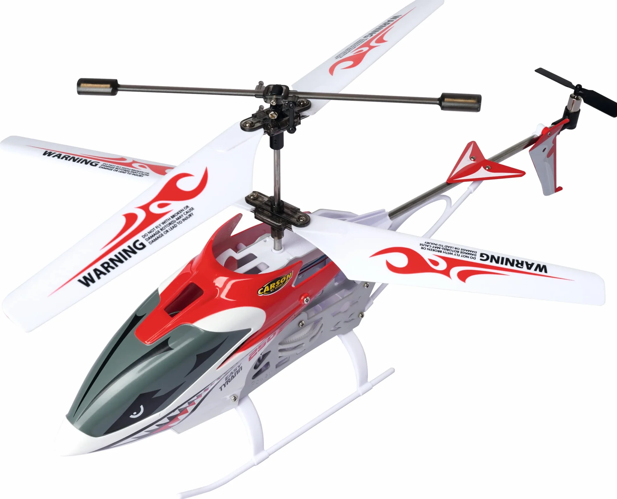 Carson 500507161 Easy Tyrann 250 rosso - Elicottero telecomandato, robusto modello RTF (Ready to Fly) per principianti, batterie incluse, per bambini dai 12 anni in su