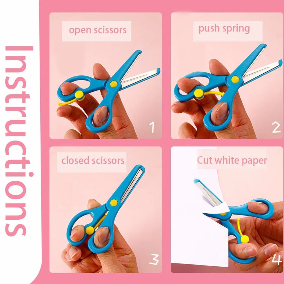 Forbici Bambini, Artigianali Forbici per Bambini, Confezione da 2 Forbici per Bambini Principianti, Plastica Forbici, Applicabile a Forbice Sopra i 3 Anni Nella Scuola Materna