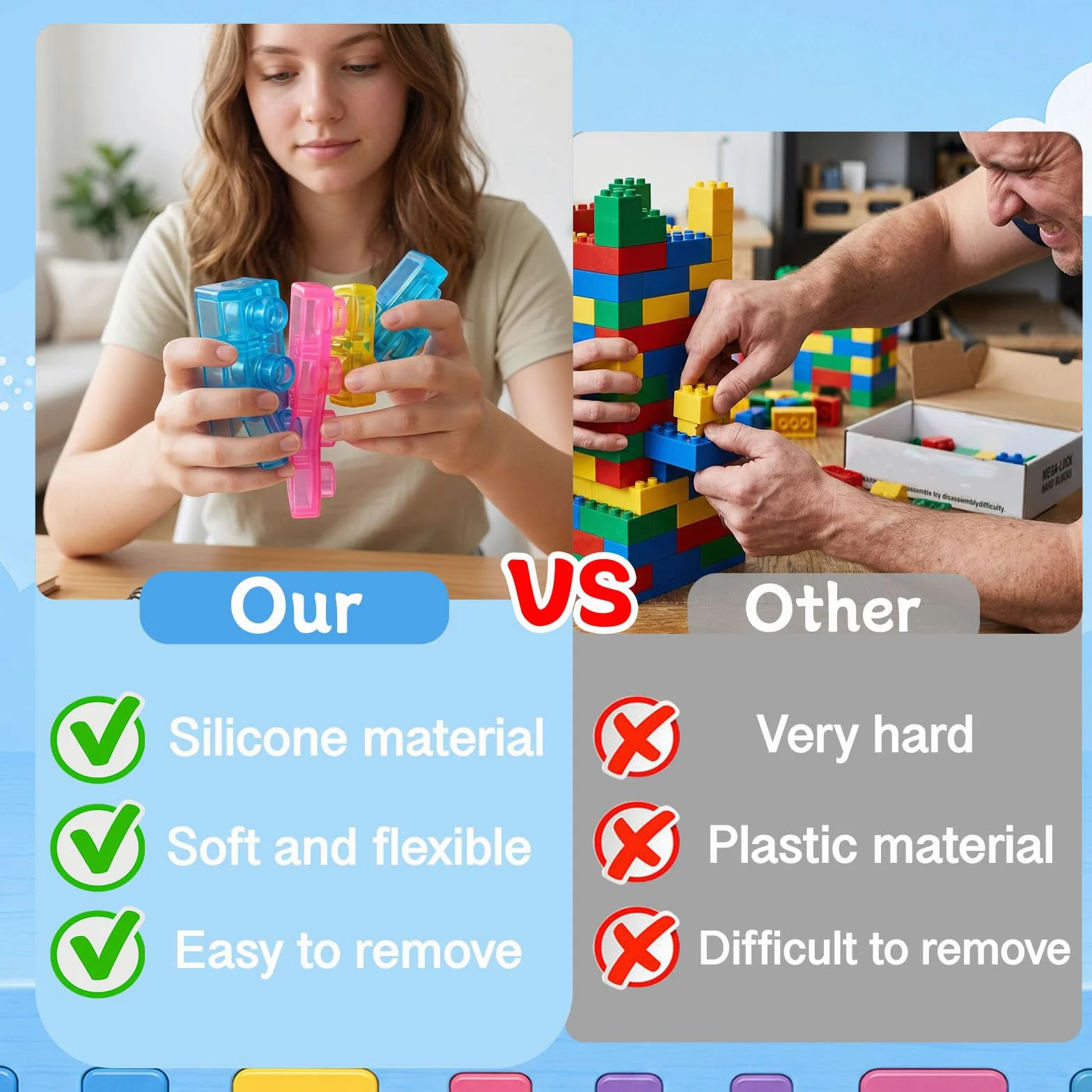 Blocchi da Costruzione Sensoriali, 40 Pezzi Jelly Blocchi, Gioco Espandibili, Morbidi e Flessibili, Giochi Sensoriali
