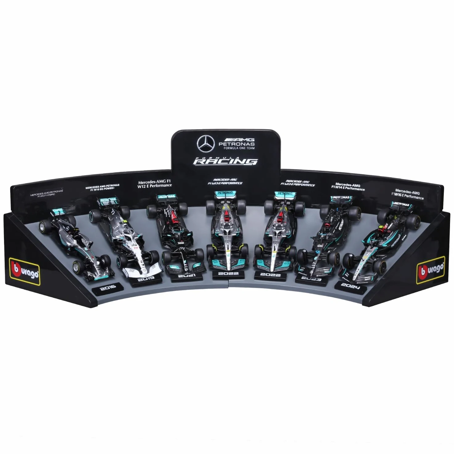 Burago 1:43 F1 Mercedes AMG Deluxe Set Regalo con Display Stand
