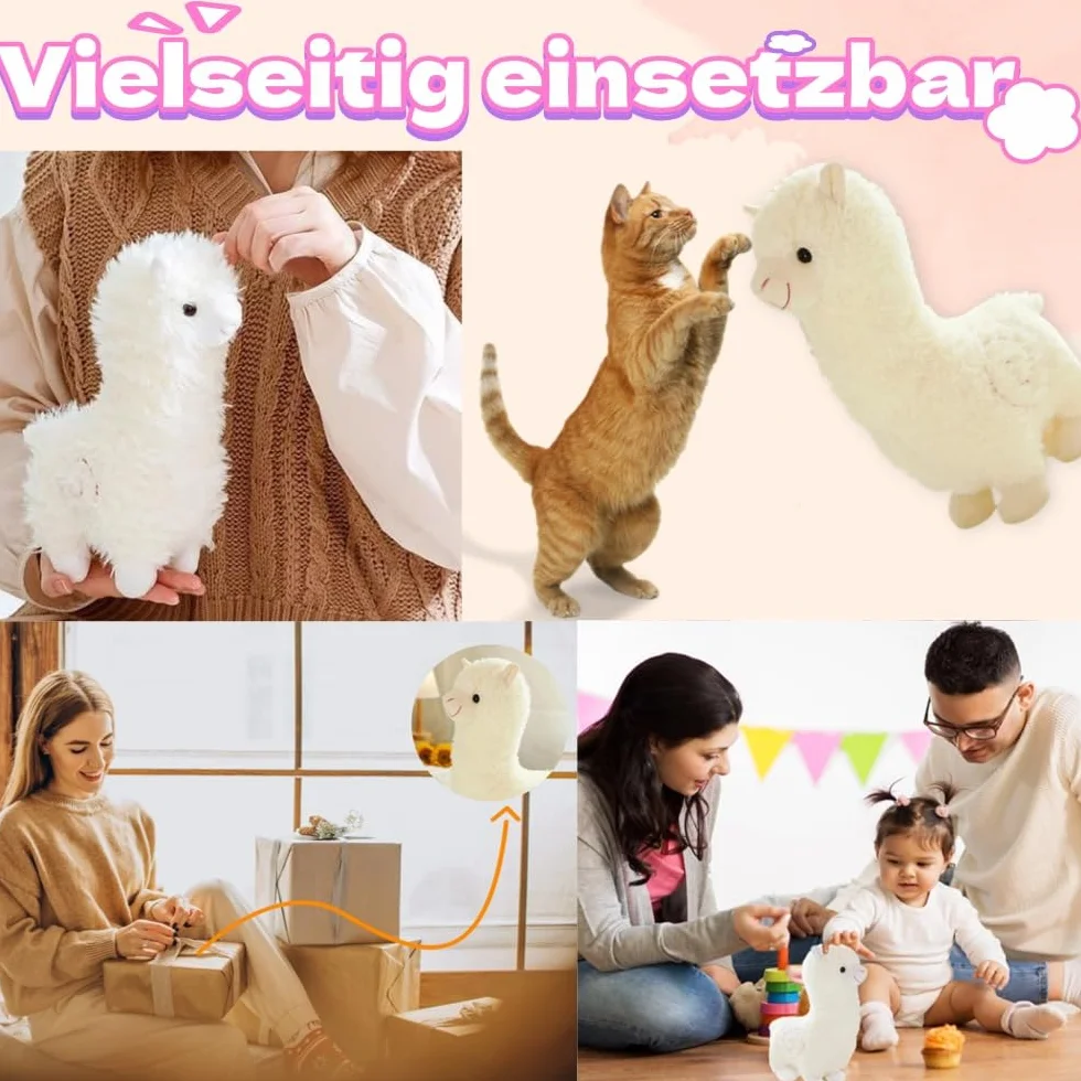 Stand alpaca peluche, alpaca bianco coccolone, lama peluche regalo per i bambini ragazze amanti